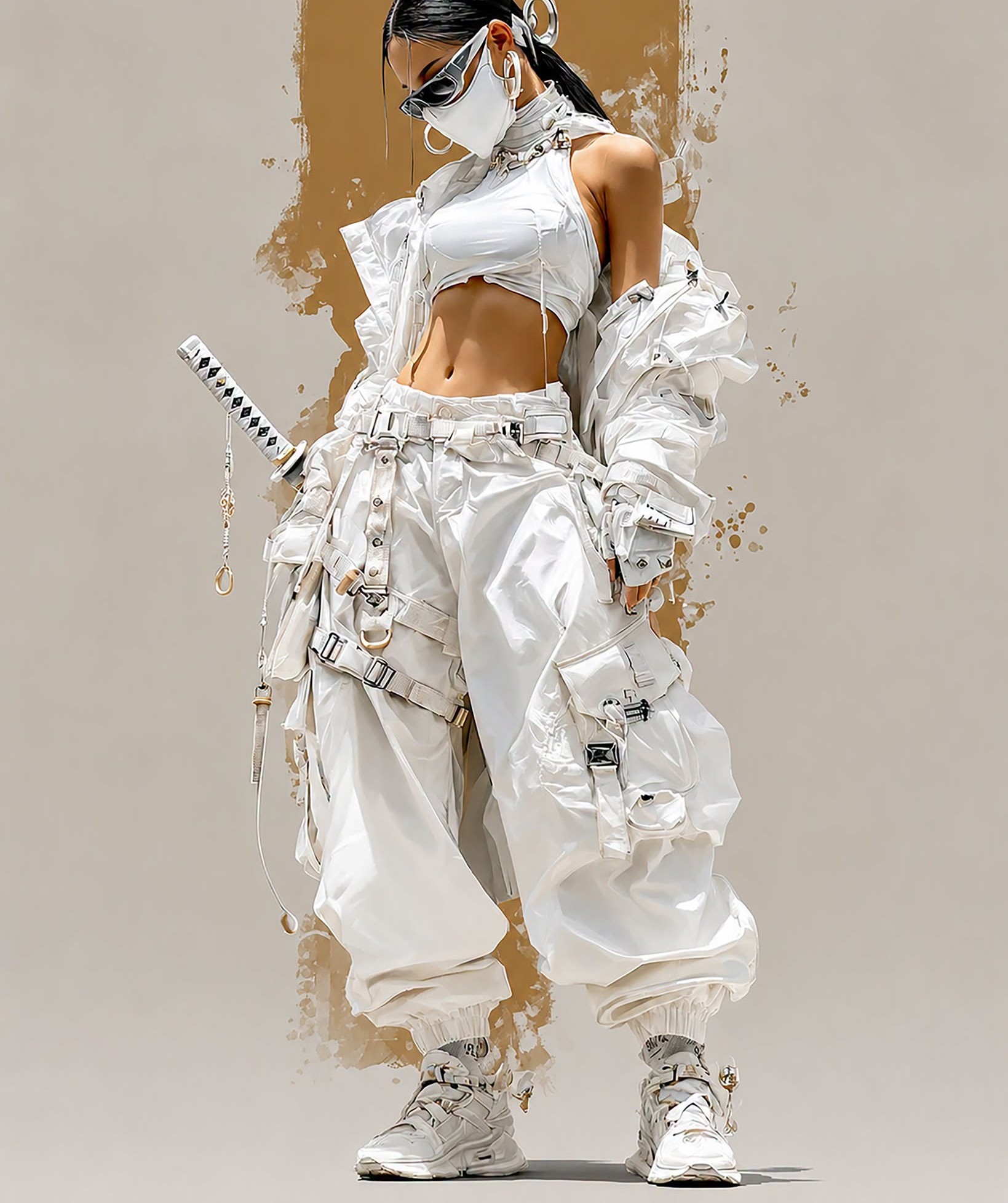 White Cyber Samurai Techwear Editorial