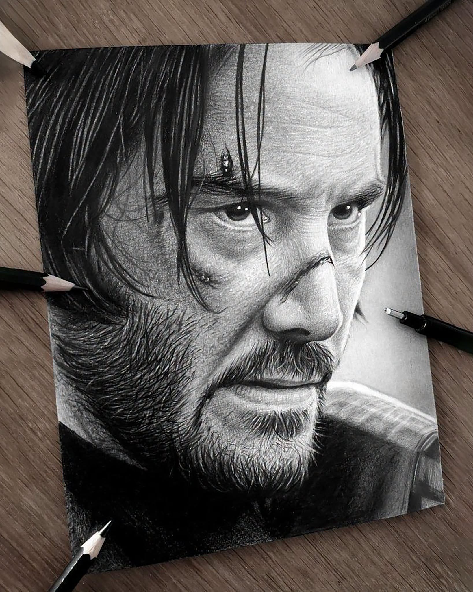 Photorealistic Graphite Sketch: Rugged Man