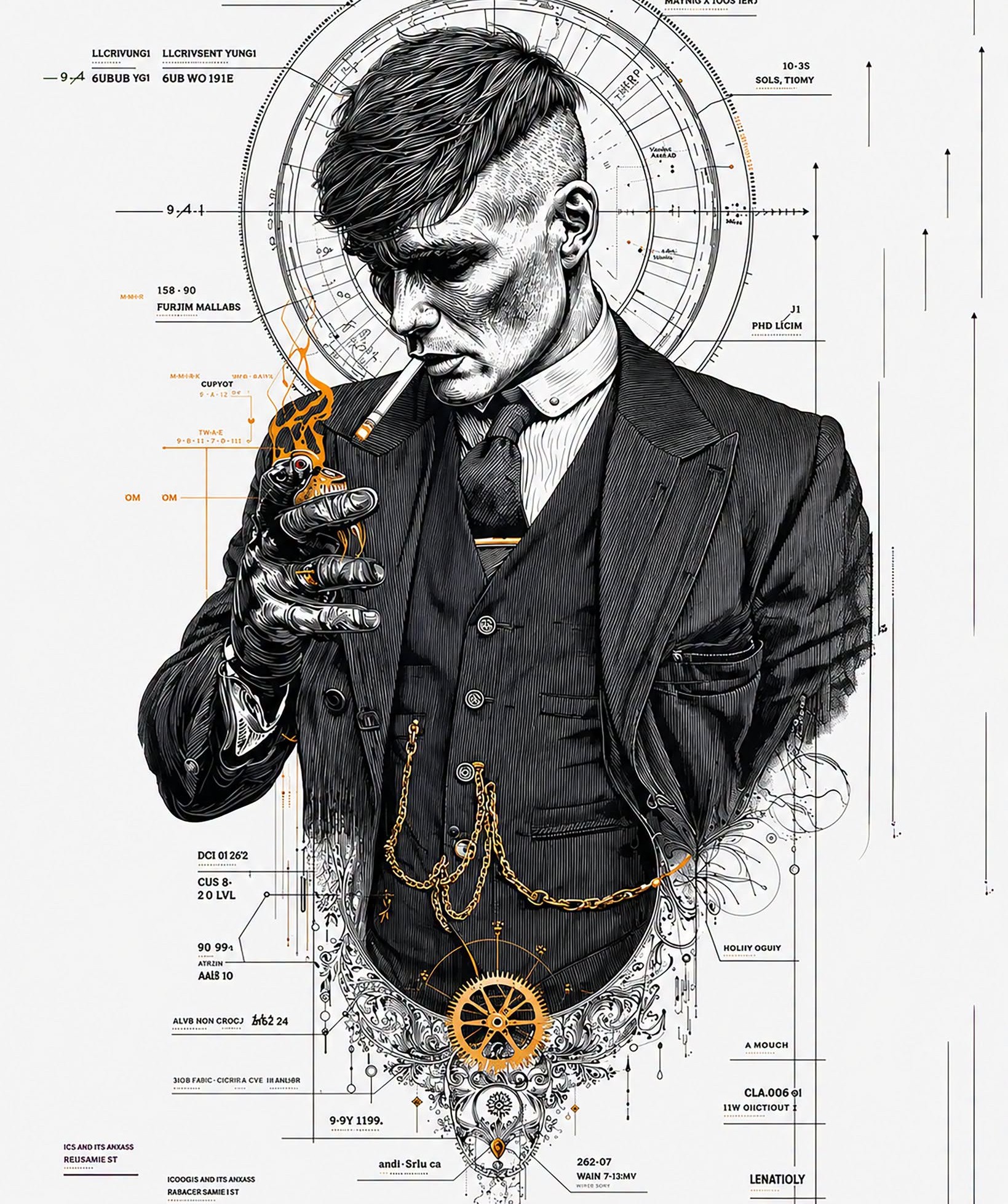Gold Accented Cyber-Victorian Blueprint Gentleman