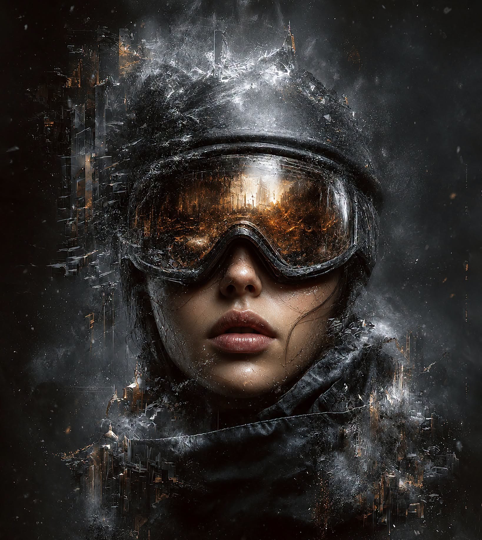 Burning Megacity: Warrior's Reflective Visor