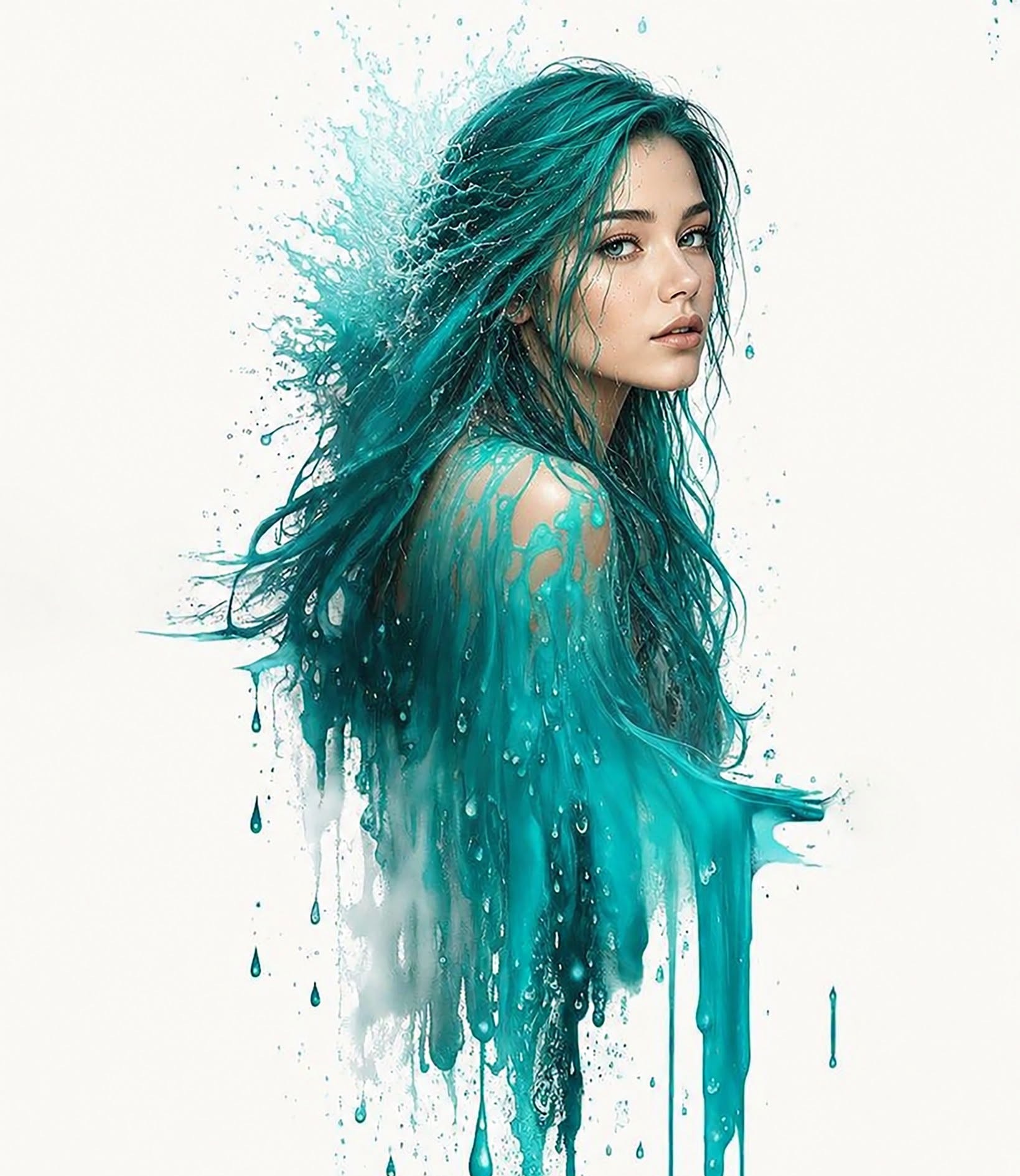 Ethereal Turquoise Splash Woman