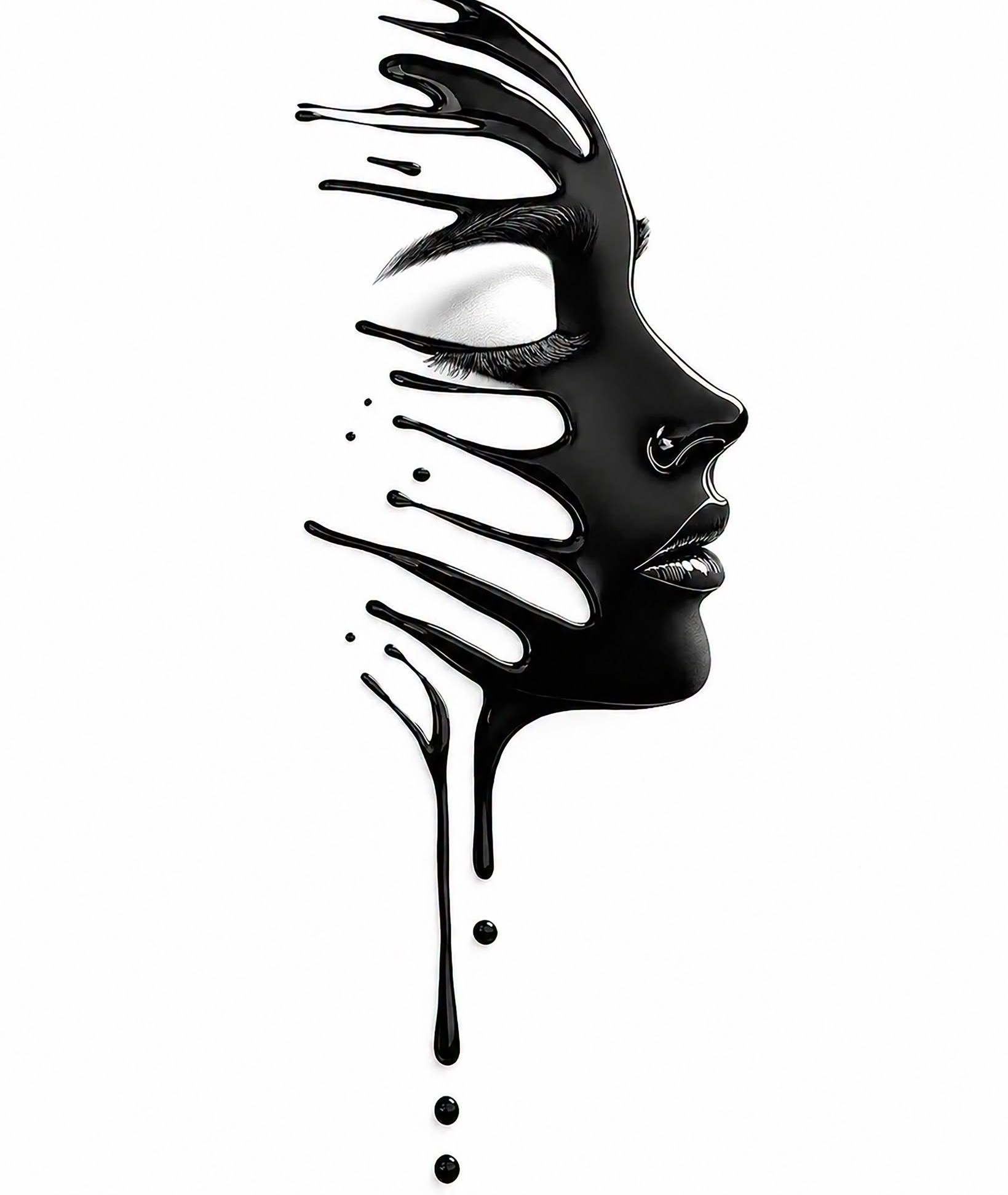 Minimalist Surreal Liquid Ink Woman