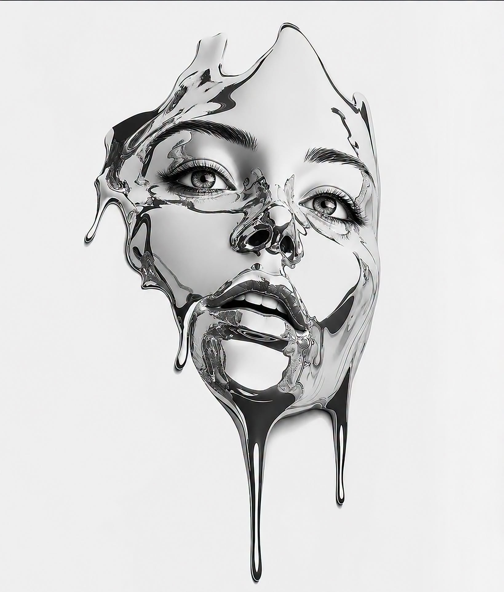 Dripping Chrome Mask: Ethereal Beauty