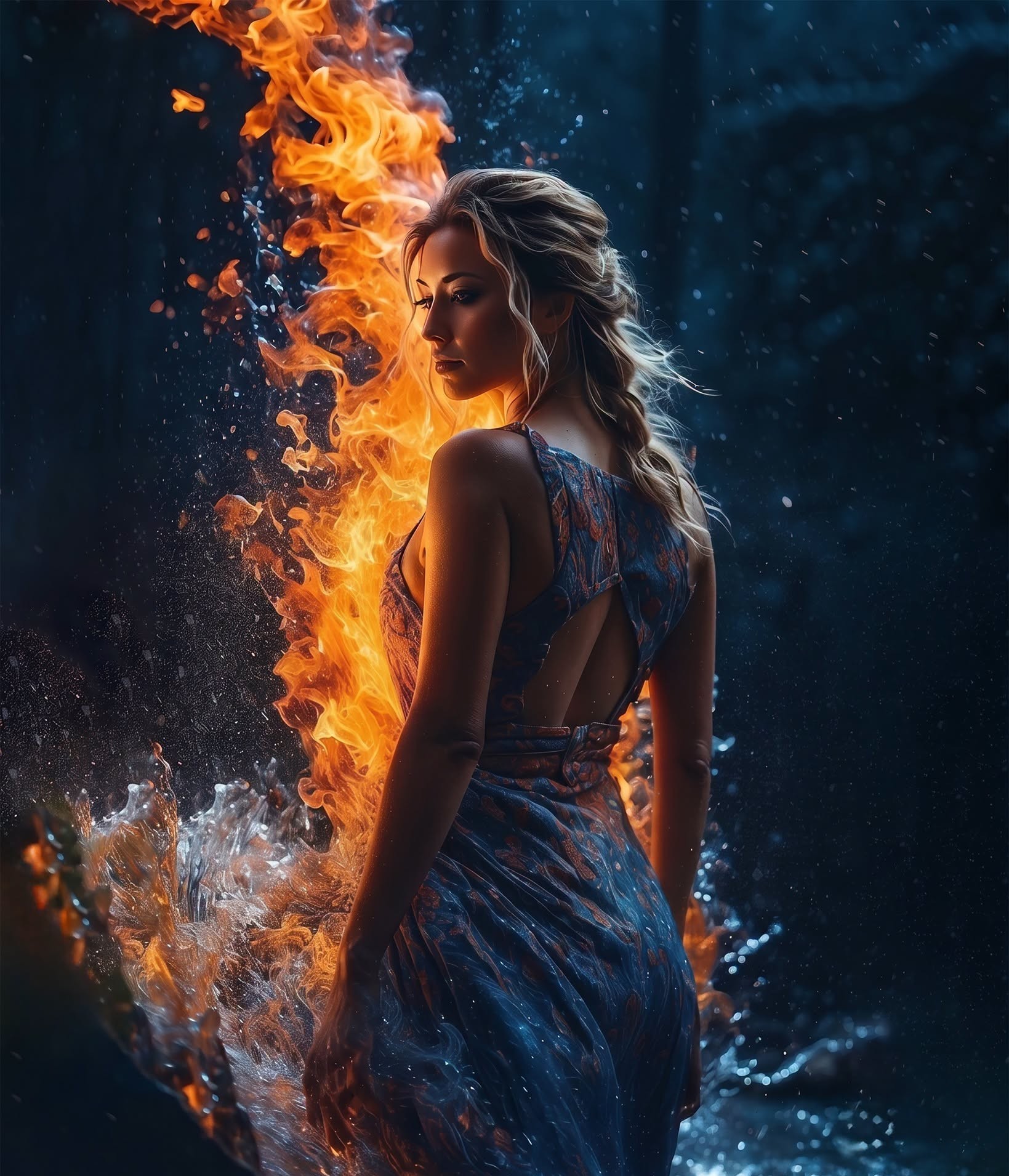 Enchanted Fire-Water Fantasy Woman