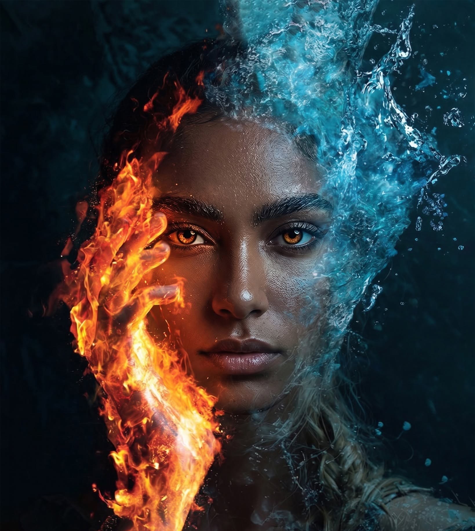 Elemental Woman: Fire and Water Split