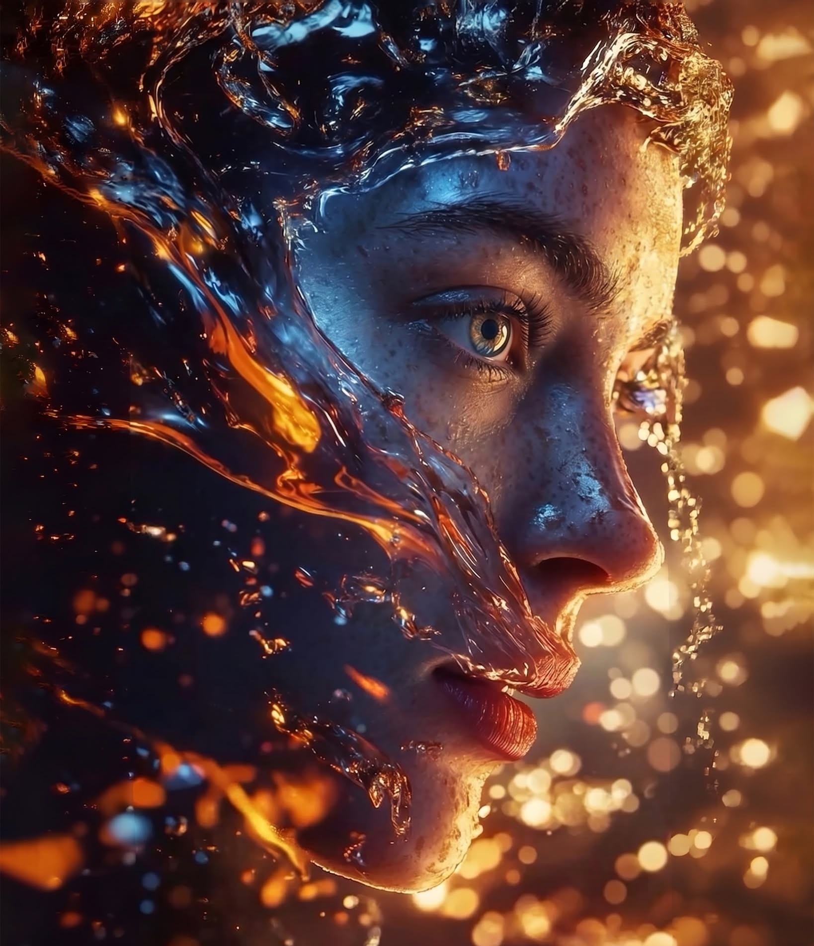 Ethereal Molten Gold Portrait