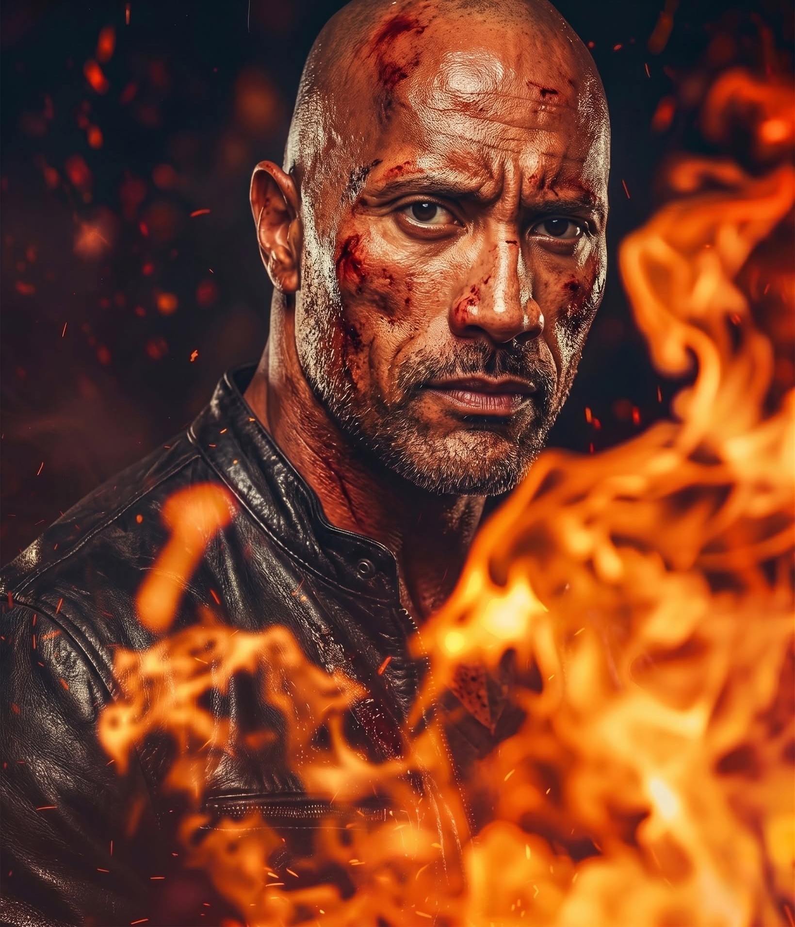 Battle-Scarred Warrior: Fiery Intensity