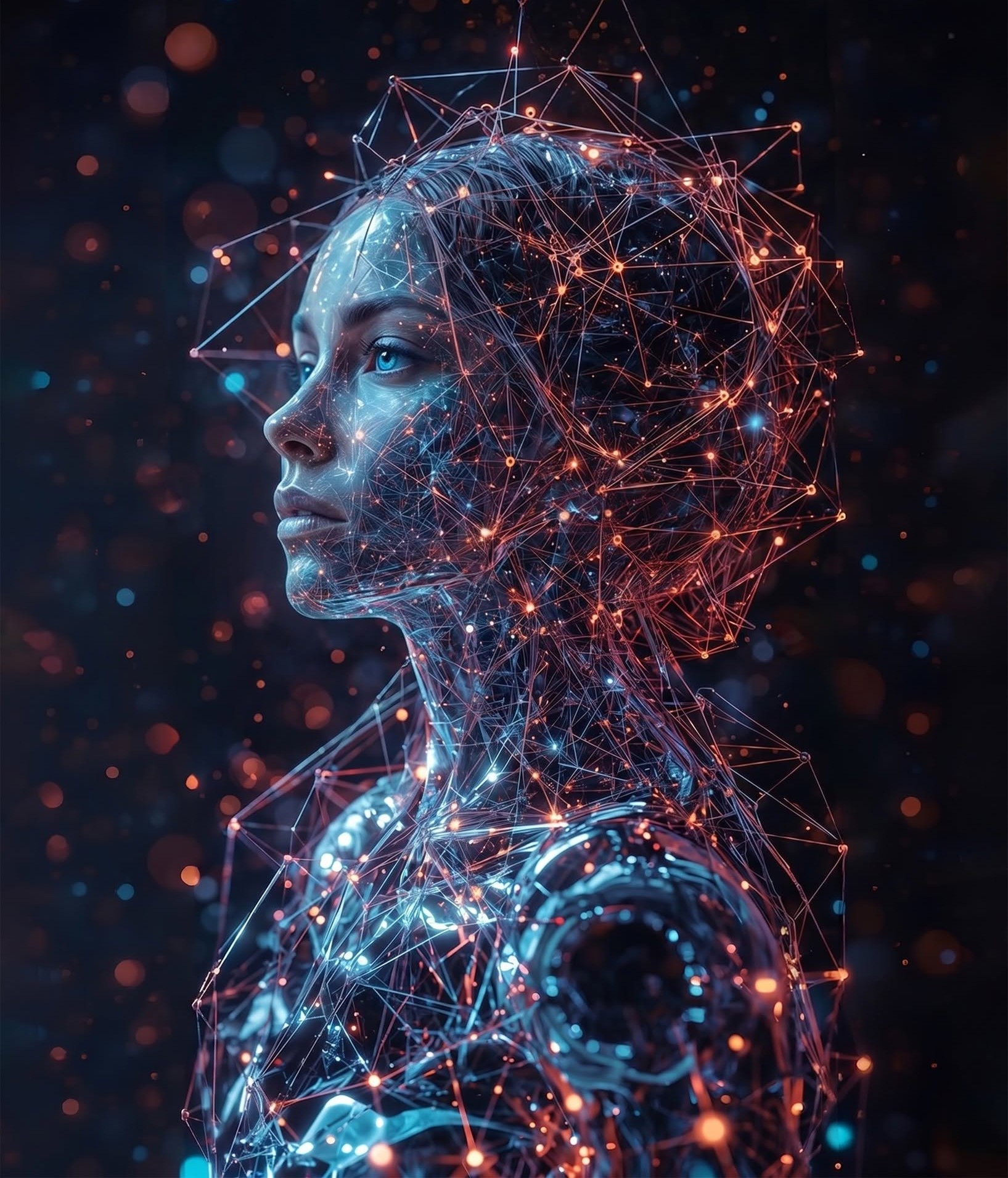 Bioluminescent Neural Constellation Android