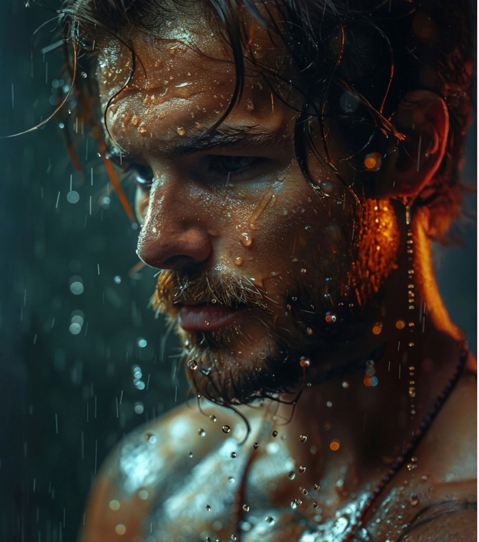 Emotional Rain Portrait: Teal & Orange Drama