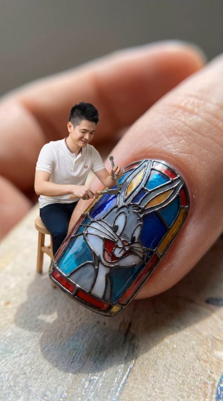 Bugs Bunny Stained Glass Nail Art by Tiny Artist