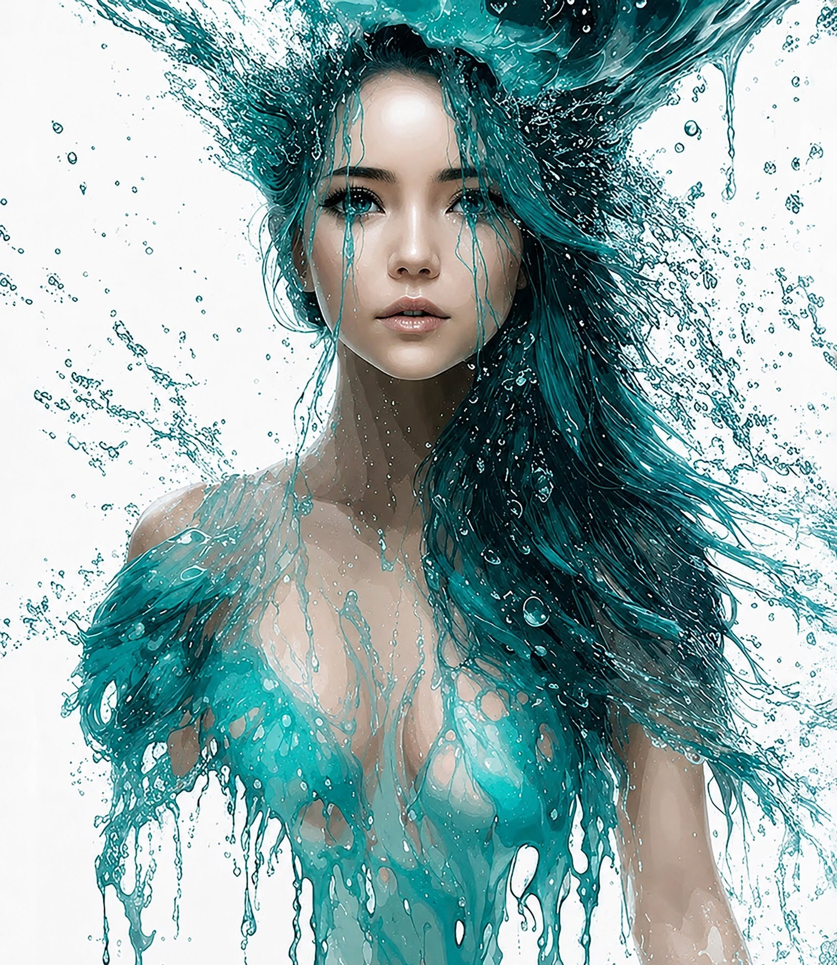 Turquoise Water Goddess Portrait