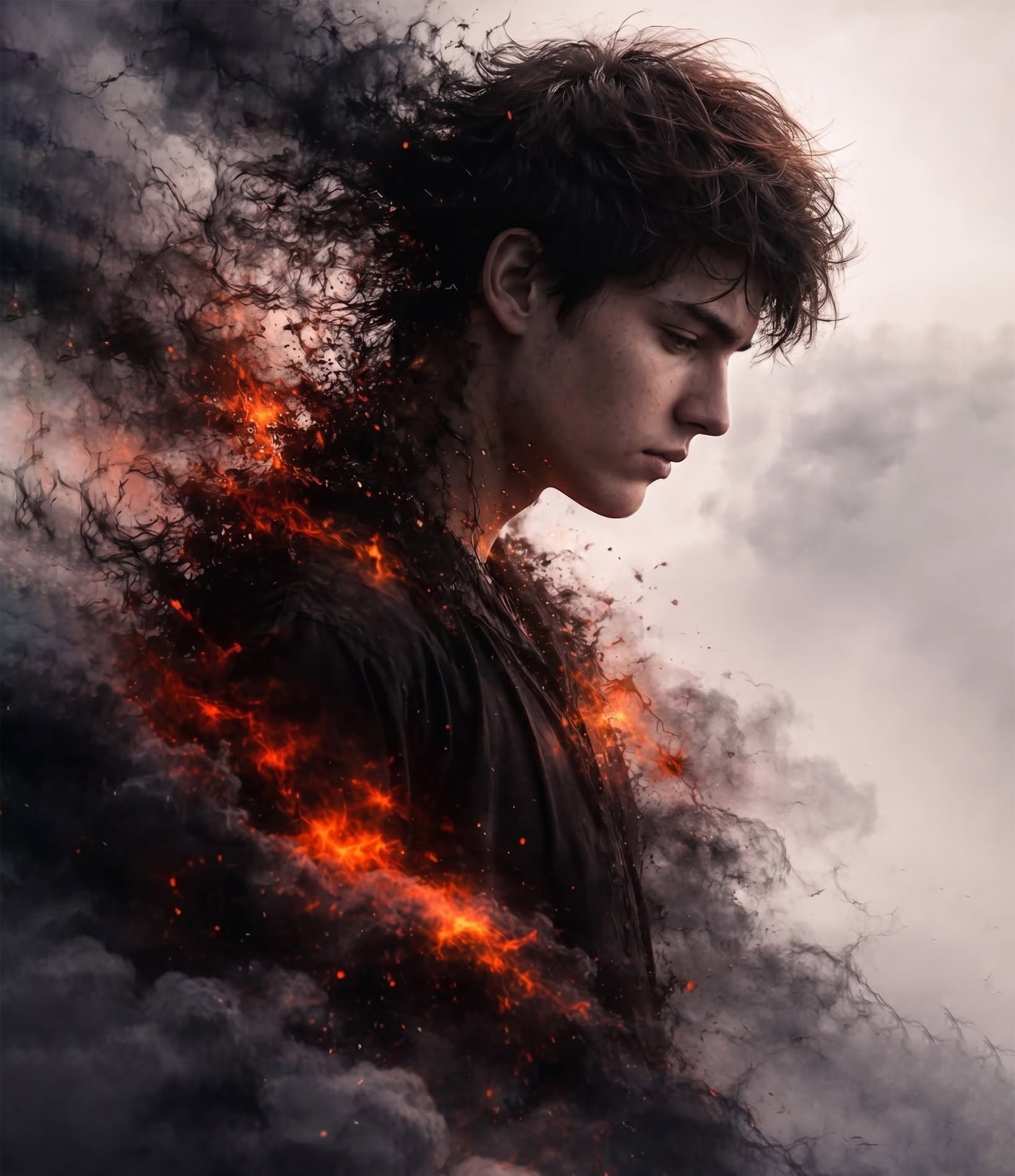 Burning From Within: Somber Portrait