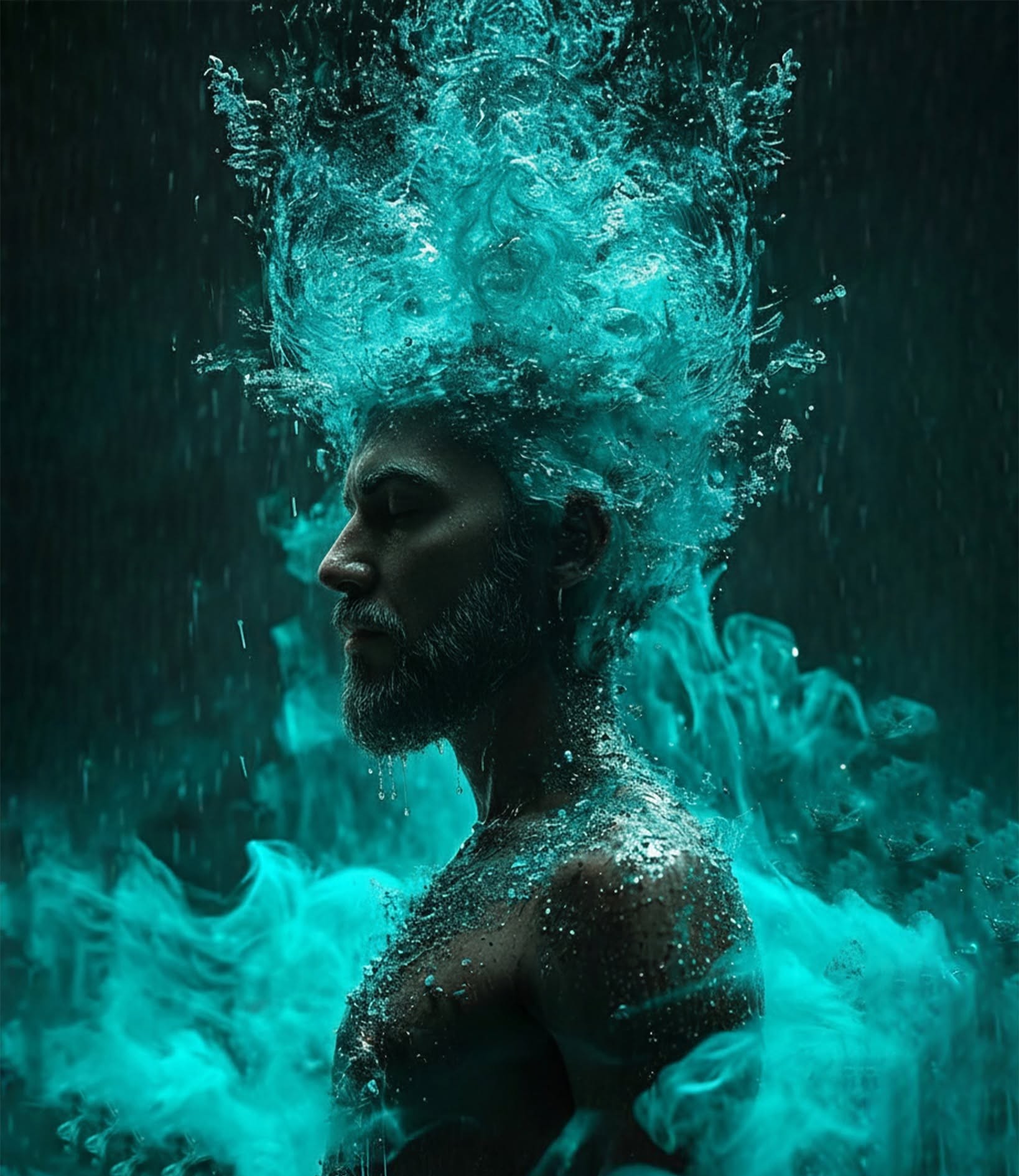 Surreal Turquoise Water Crown Emergence