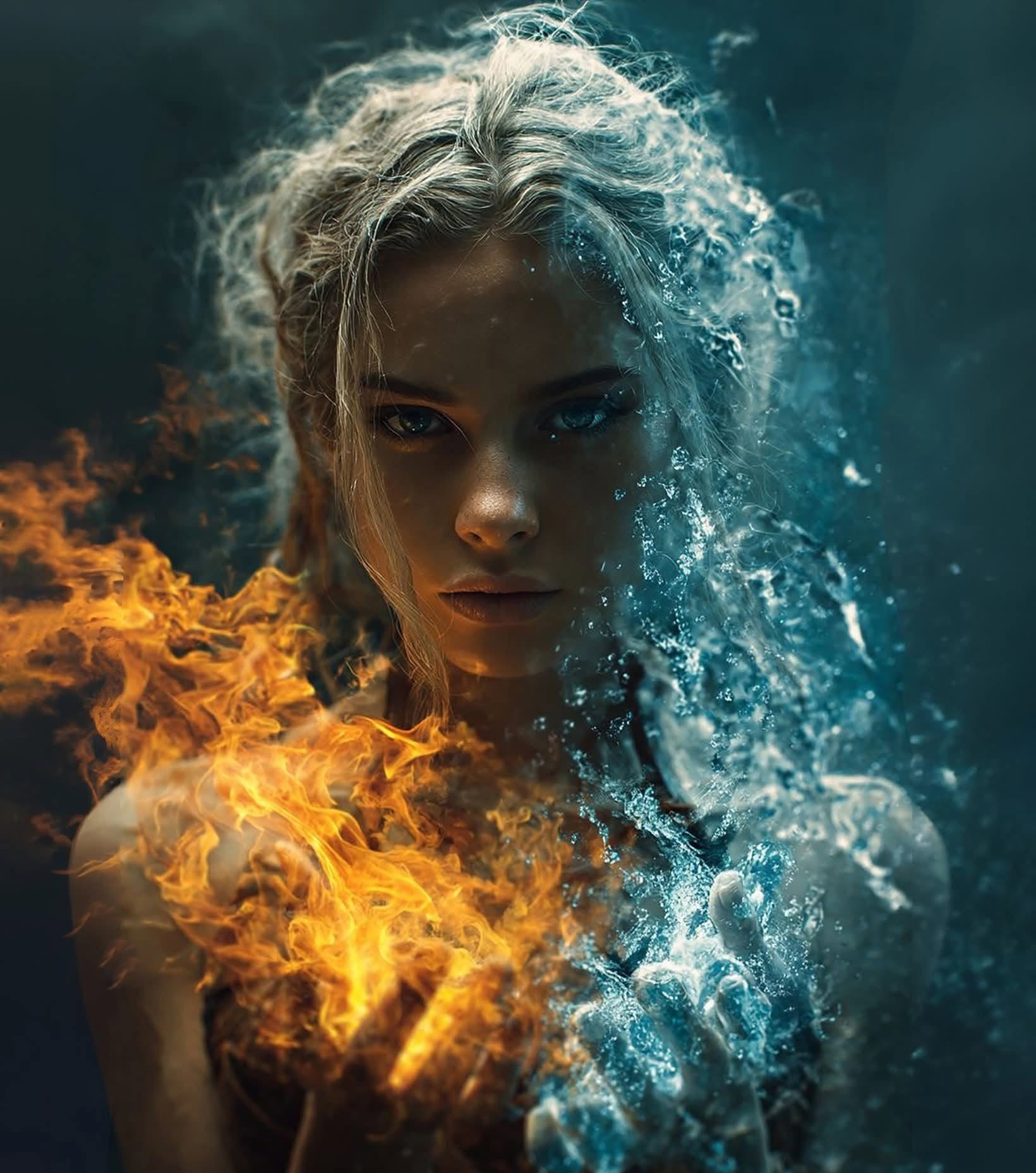 Elemental Duality: Fire-Ice Sorceress