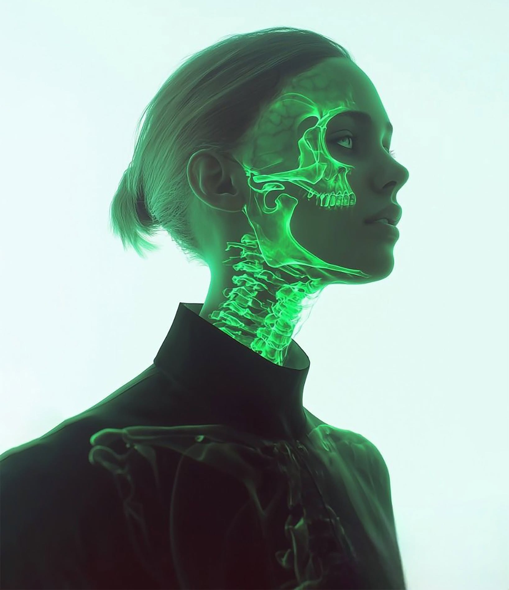 Futuristic Neon X-ray Skull Portrait