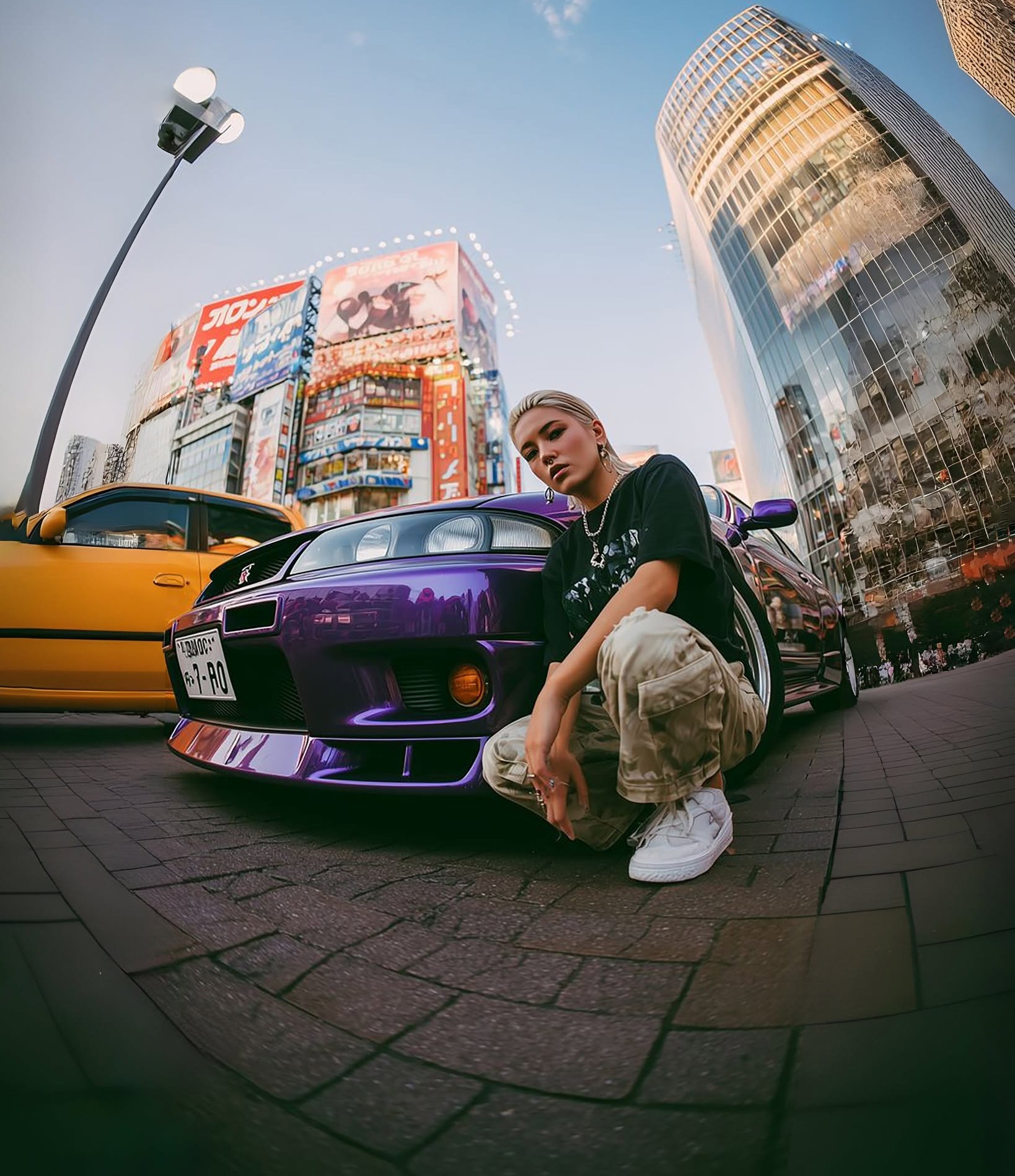 Hyper-Real Tokyo Purple Car Style