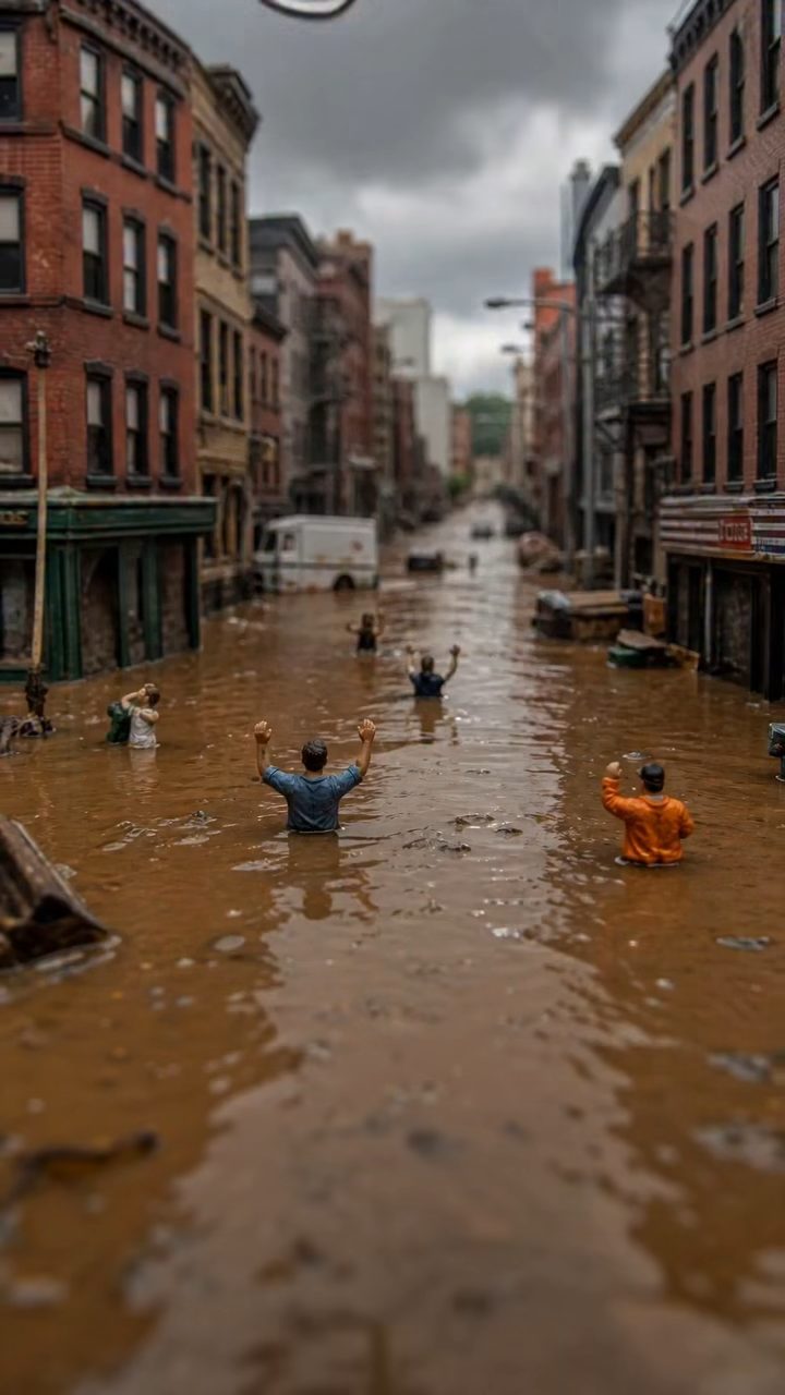 Diorama Flood: Giant Hand Intervention