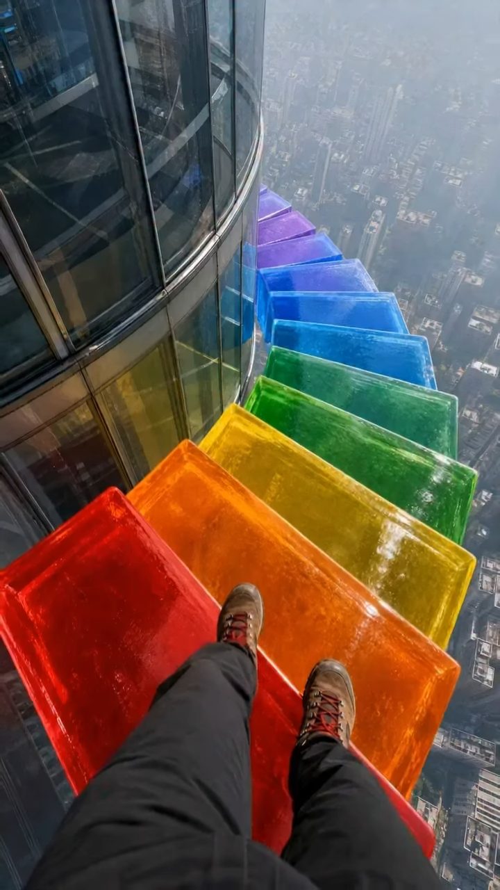 Jiggling Jello Rainbow Skyscraper Stairs