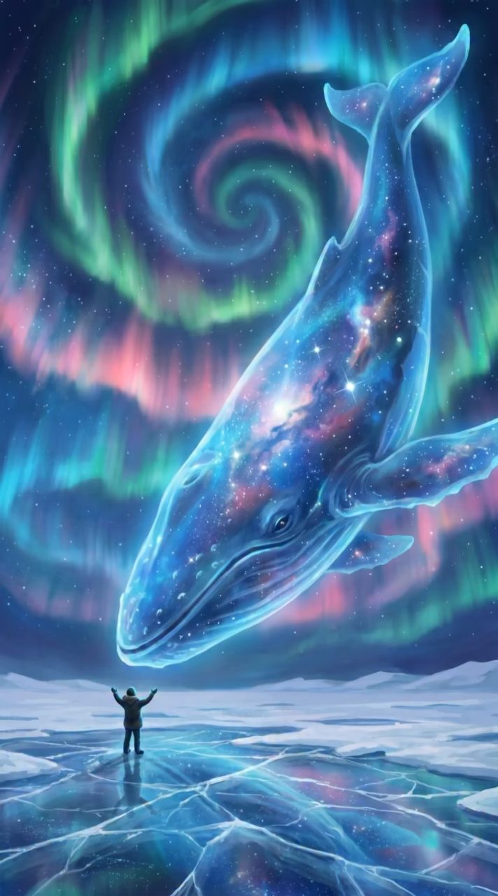 Celestial Whale Above Arctic Ice