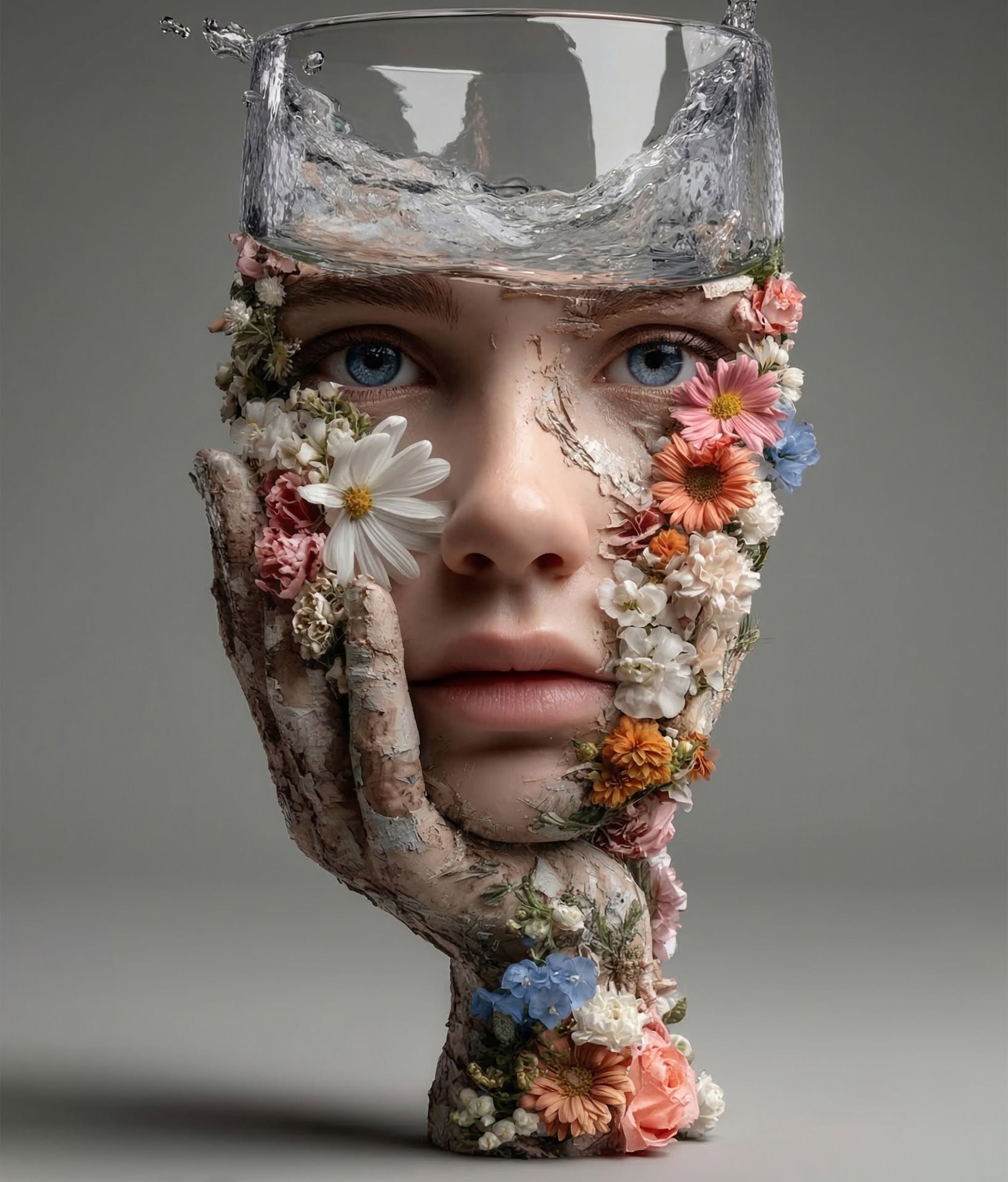 Sculpted Hand, Floral Water Crown
