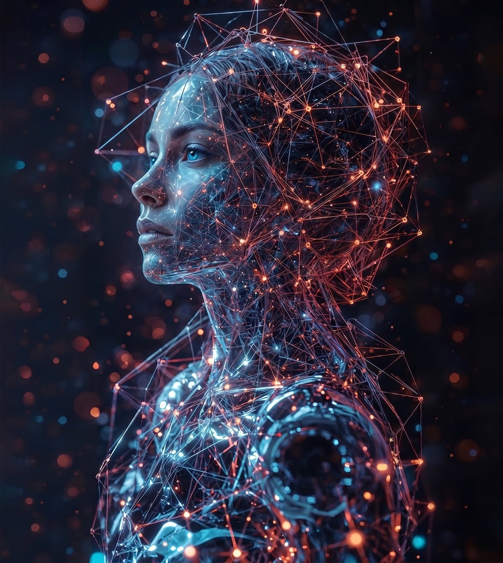 Glowing Neural Android Serenity