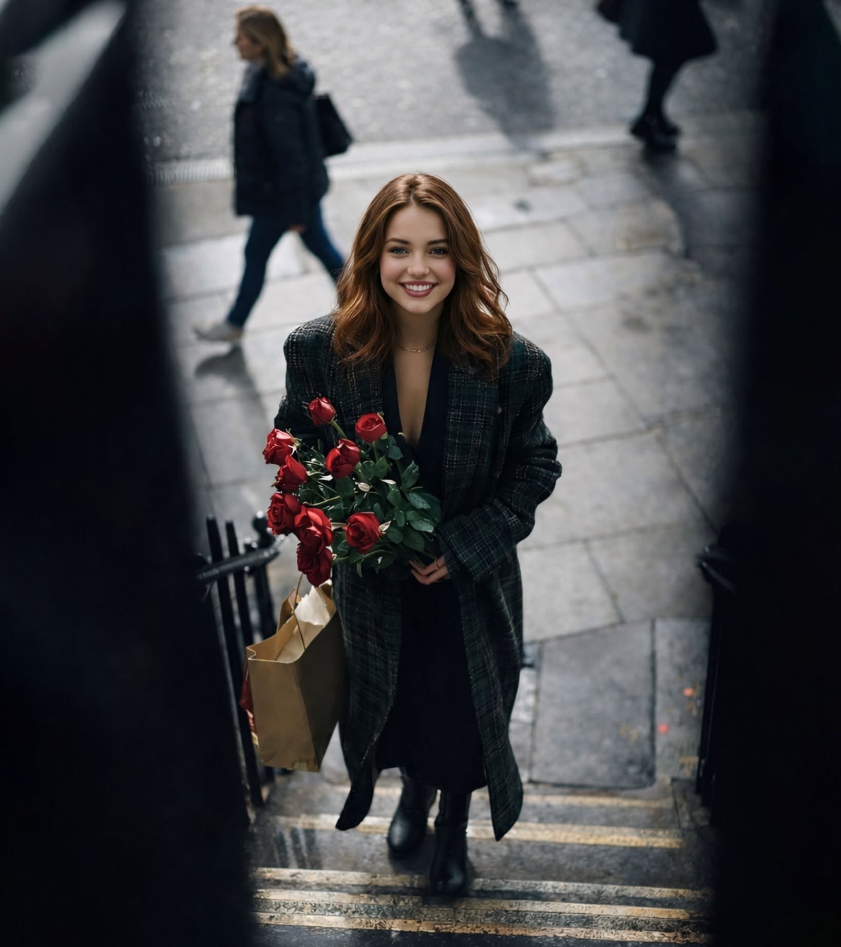 Cinematic Warmth: Roses on European Steps