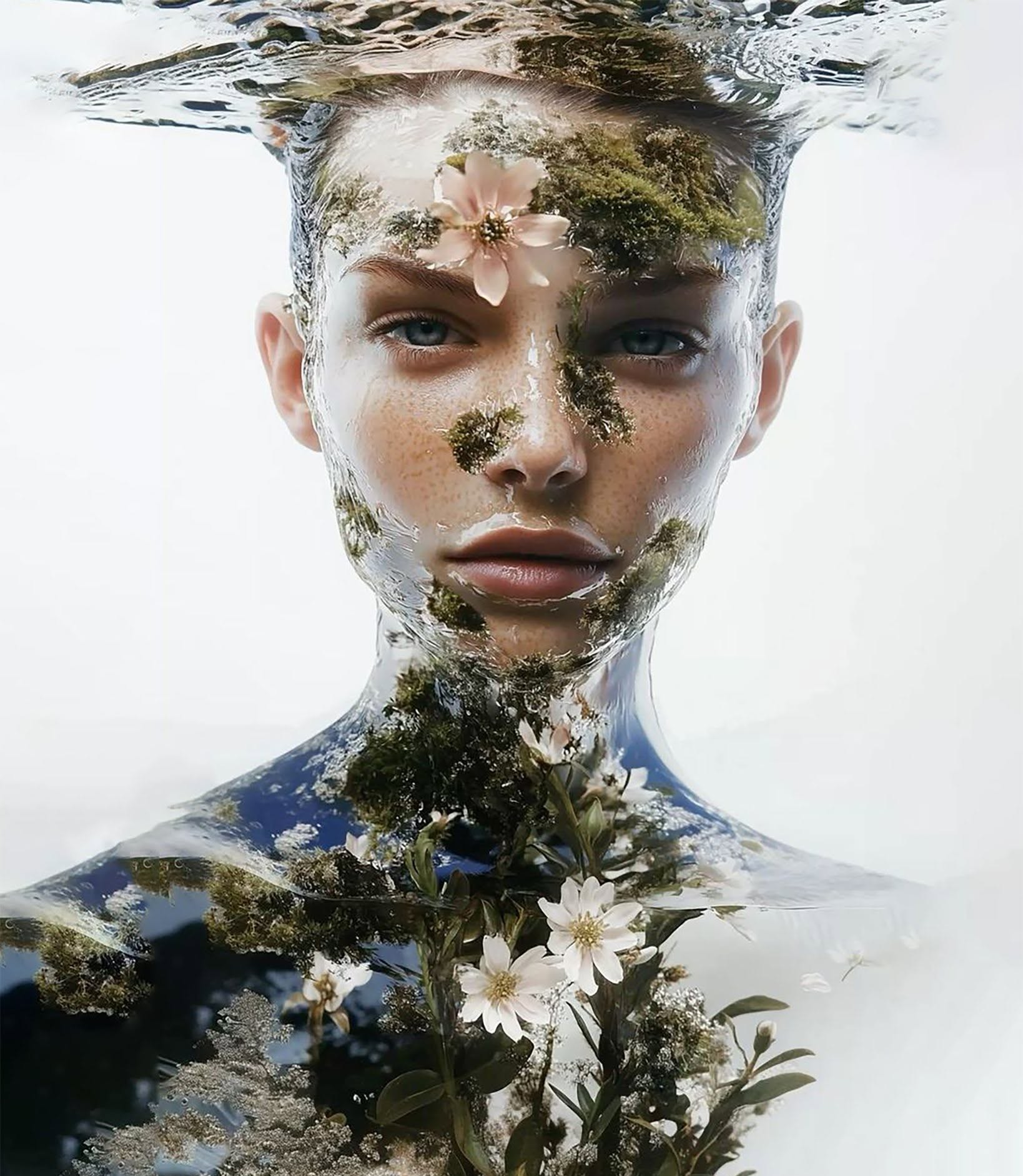 Liquid Glass Nature Bloom Portrait