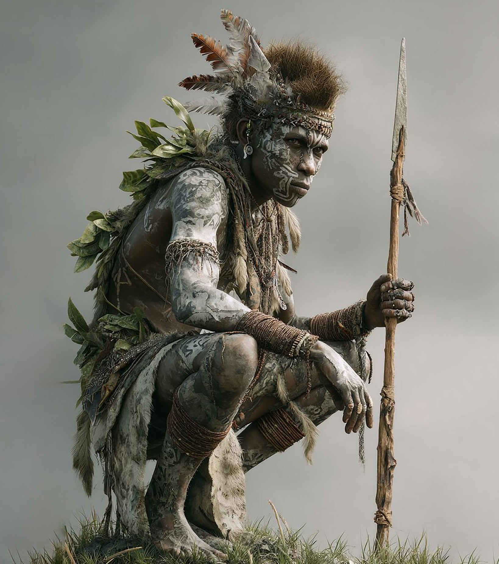 Ancient Tribal Warrior Cinematic Portrait