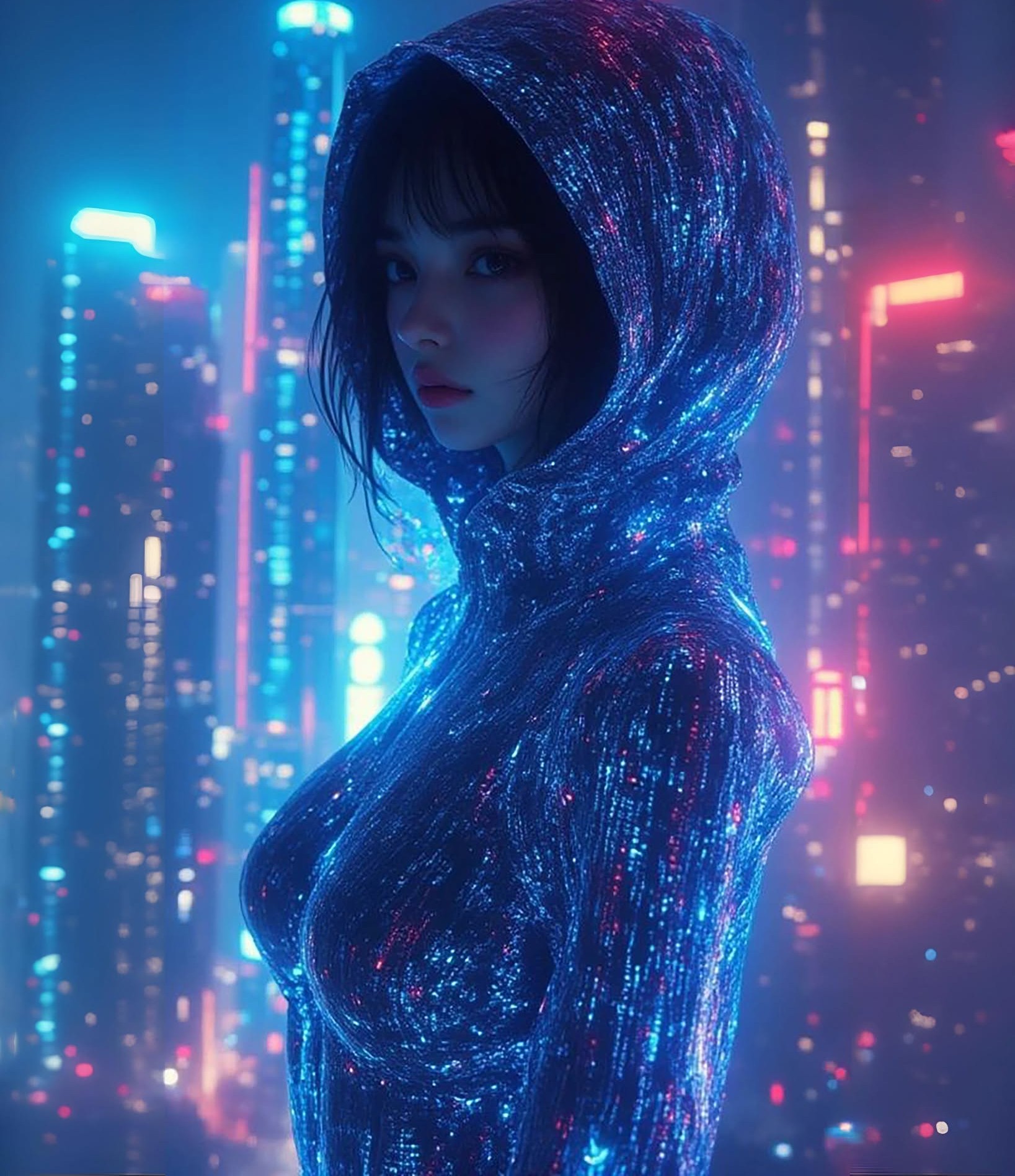 Cinematic Holographic Cyberpunk Portrait
