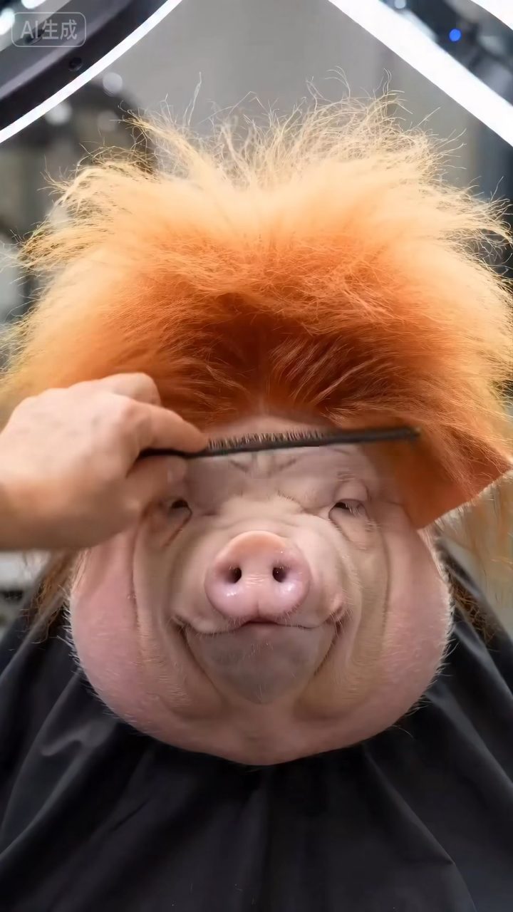 Humorous Pink Pig Flat-Top Transformation