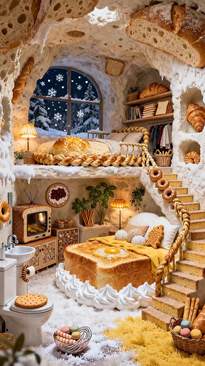 Cozy Bread Pastry Winter Cave Bedroom