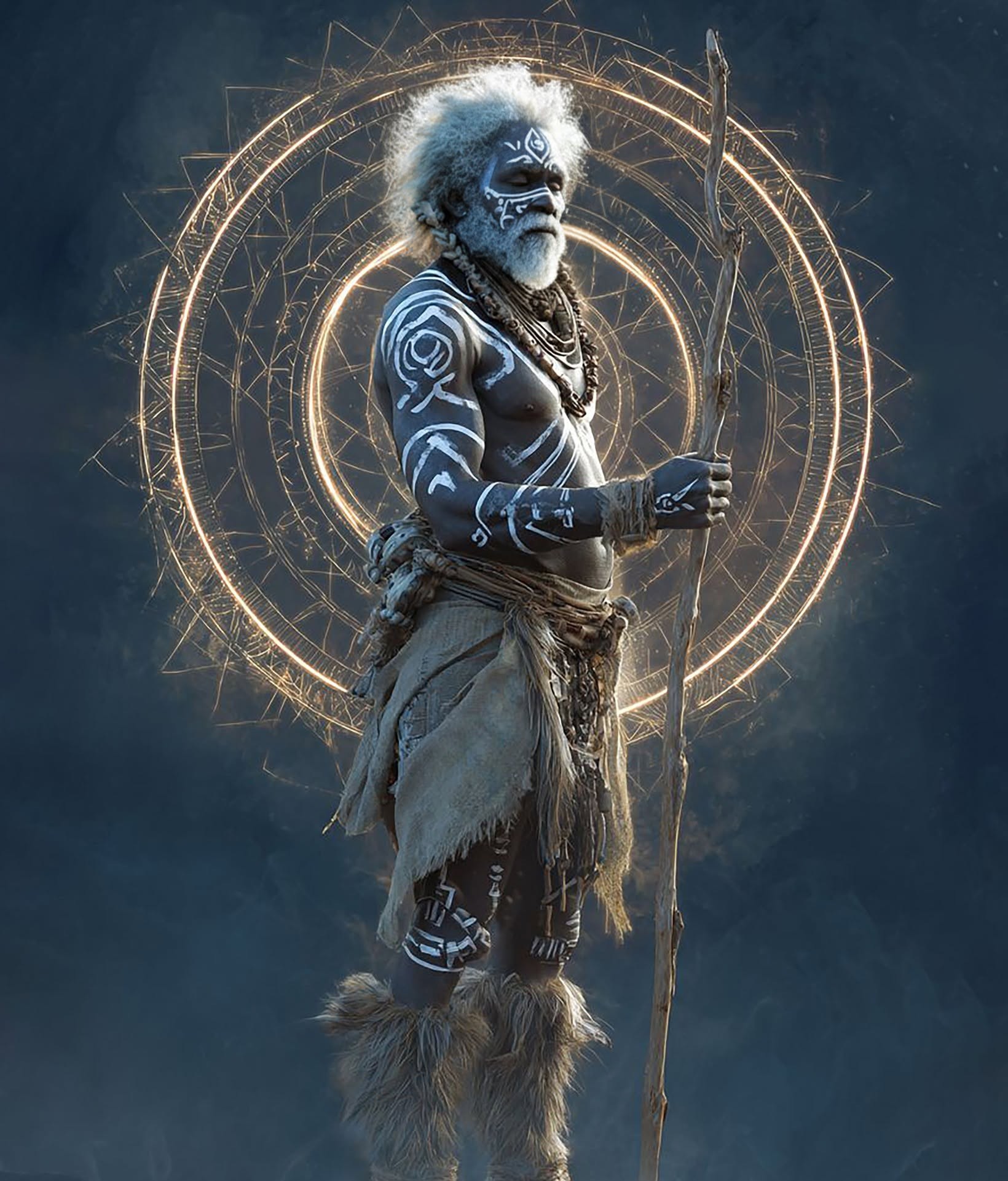 Ancient Sage Warrior: Sacred Halo Glow