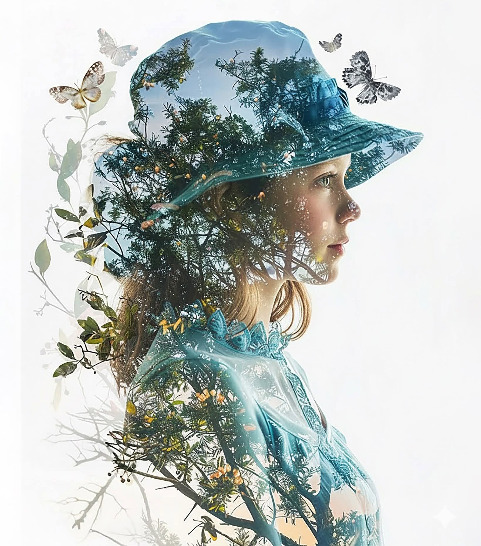 Ethereal Forest Child Double Exposure