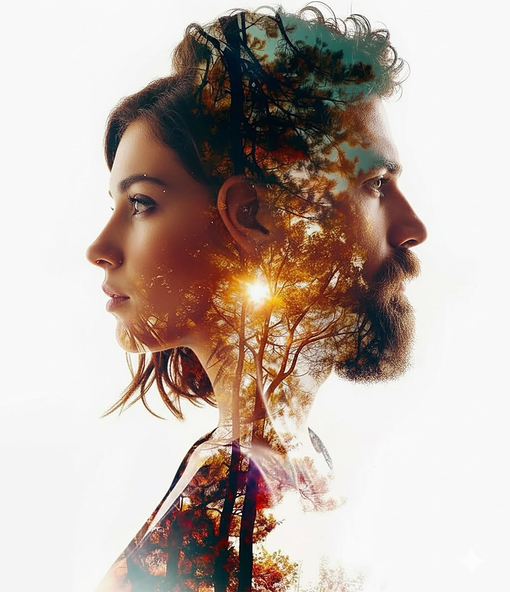 Golden Forest Double Exposure Connection