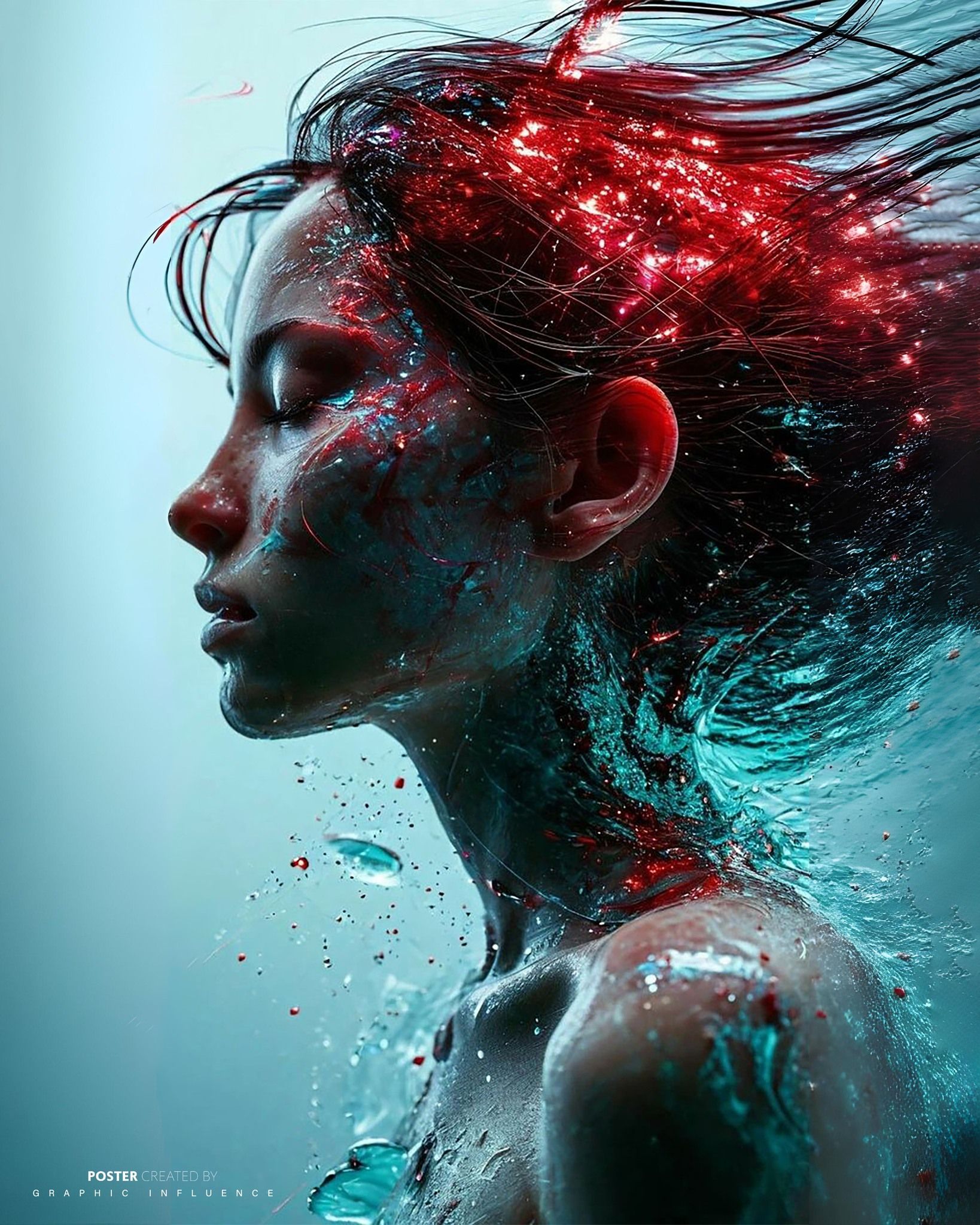 Crimson Flow Ethereal Water Goddess