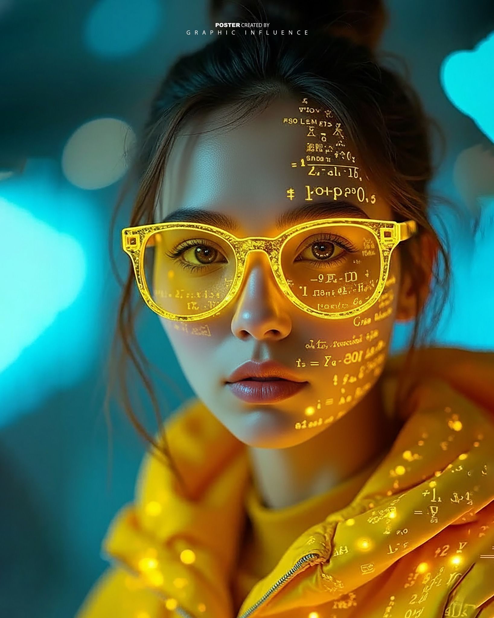 Neon Equations in Cyan and Gold