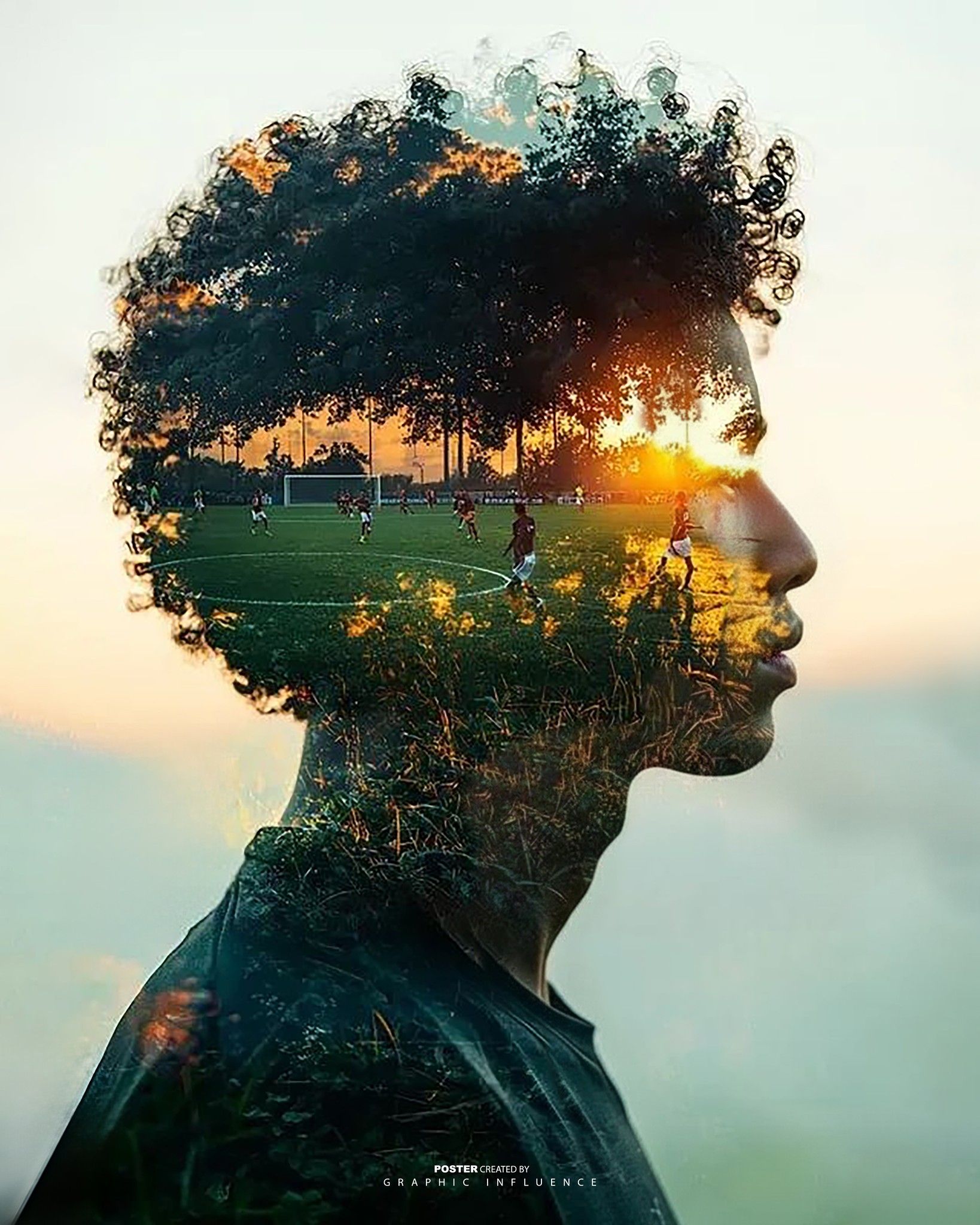 Golden Hour Goal: Surreal Soccer Silhouette