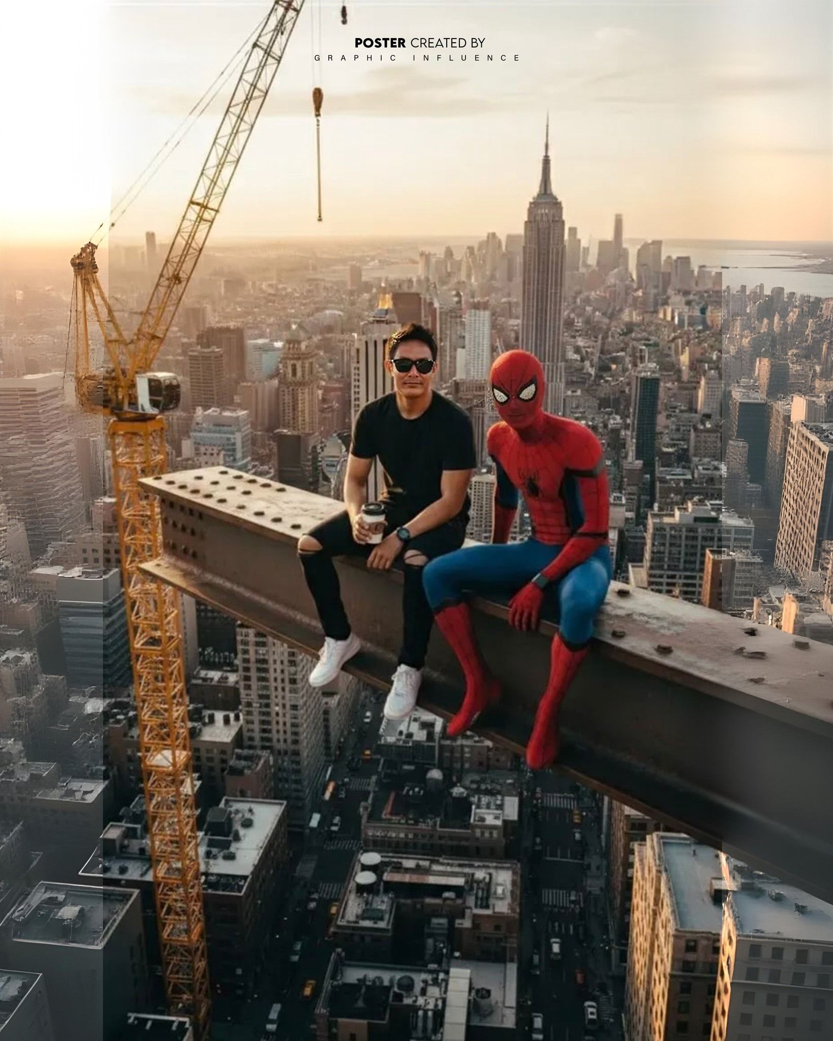 Spider-Man and Civilian Coffee Break at Sunset