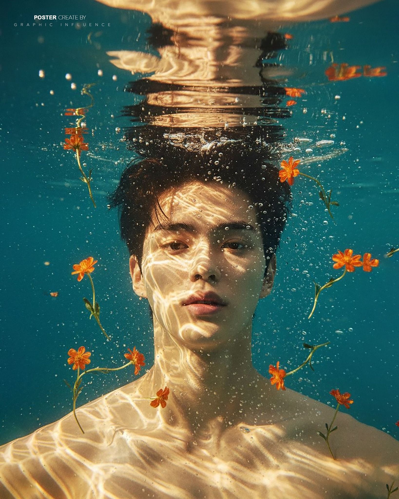 Submerged Serenity with Floating Blooms