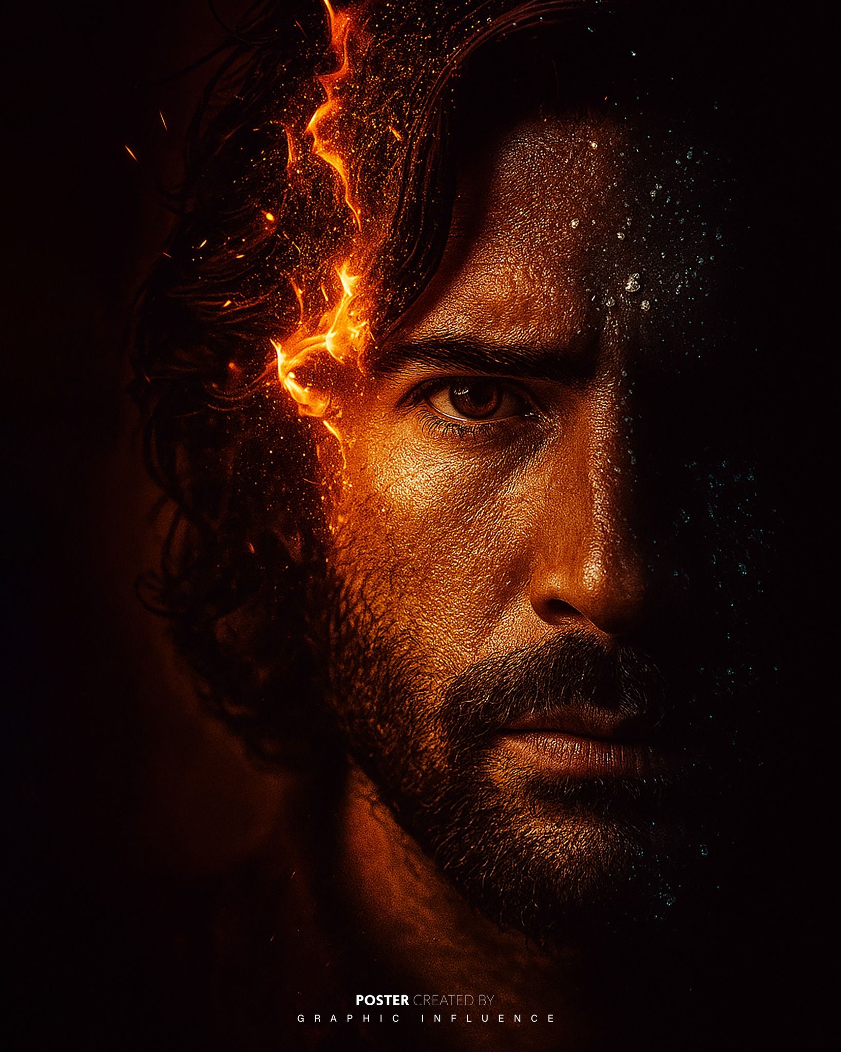 Fiery Ice Submerged Portrait