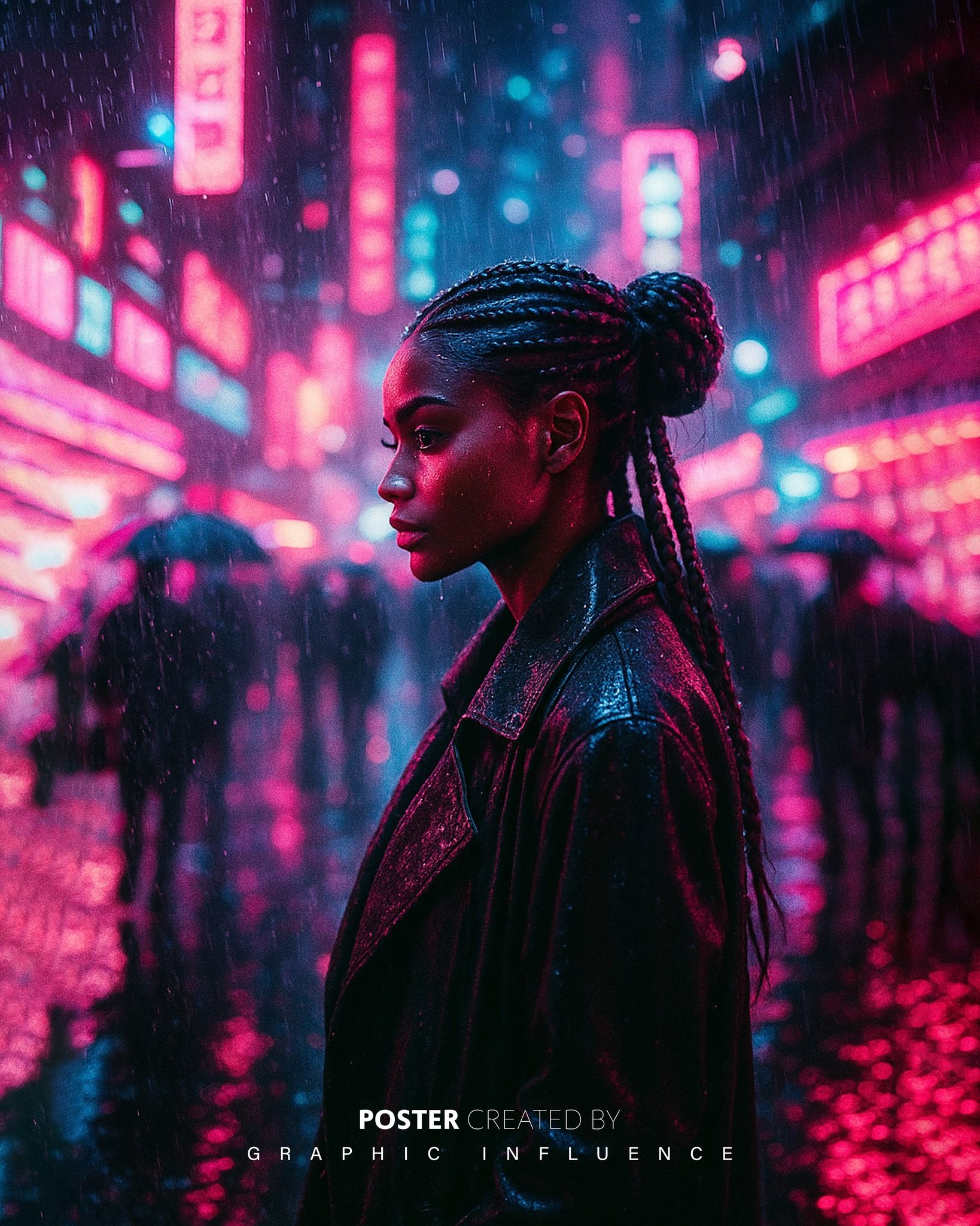 Neon Noir Rain in the Cyberpunk City
