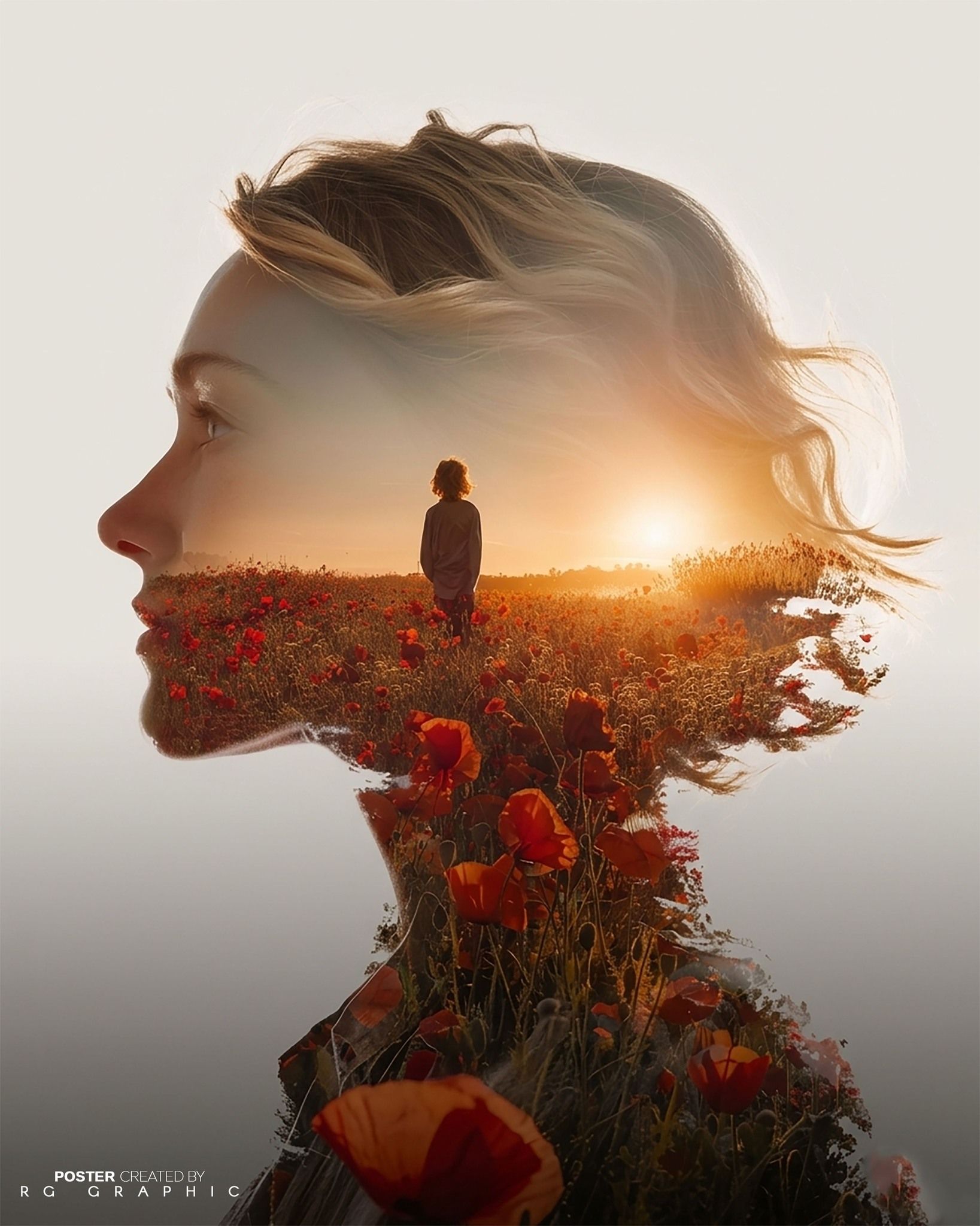 Poppy Field Sunset Silhouette