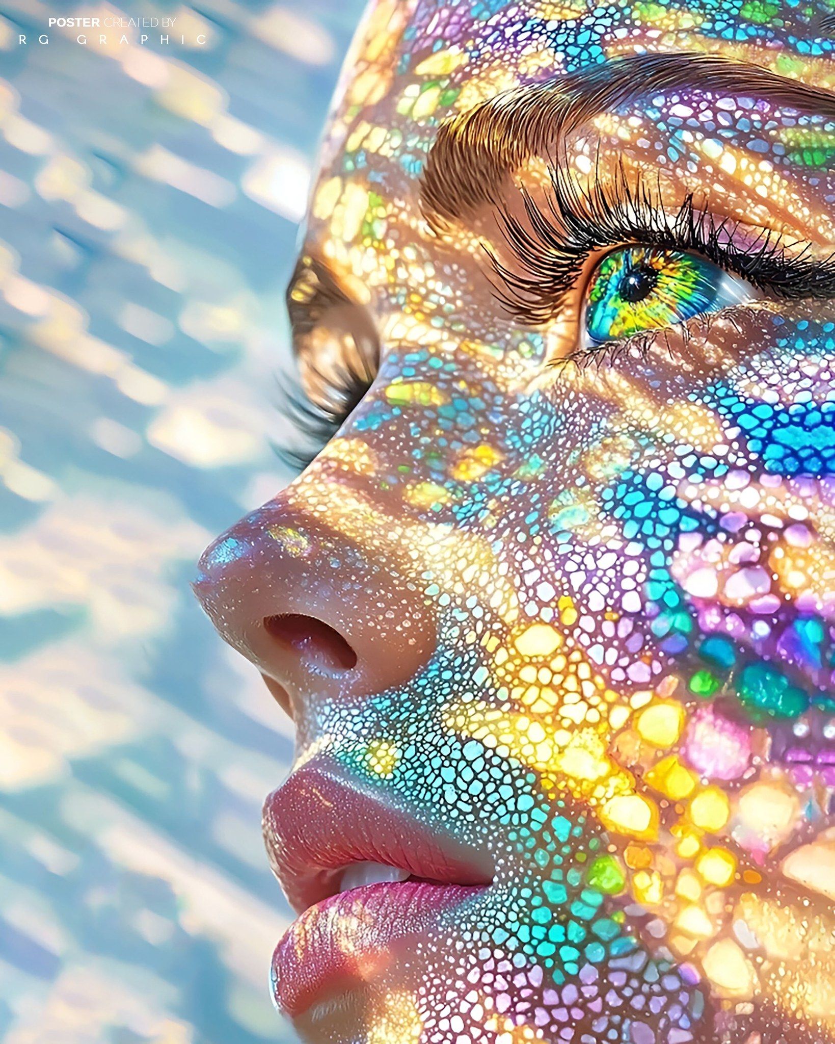 Stained Glass Iridescence: The Neon Mosaic Empress