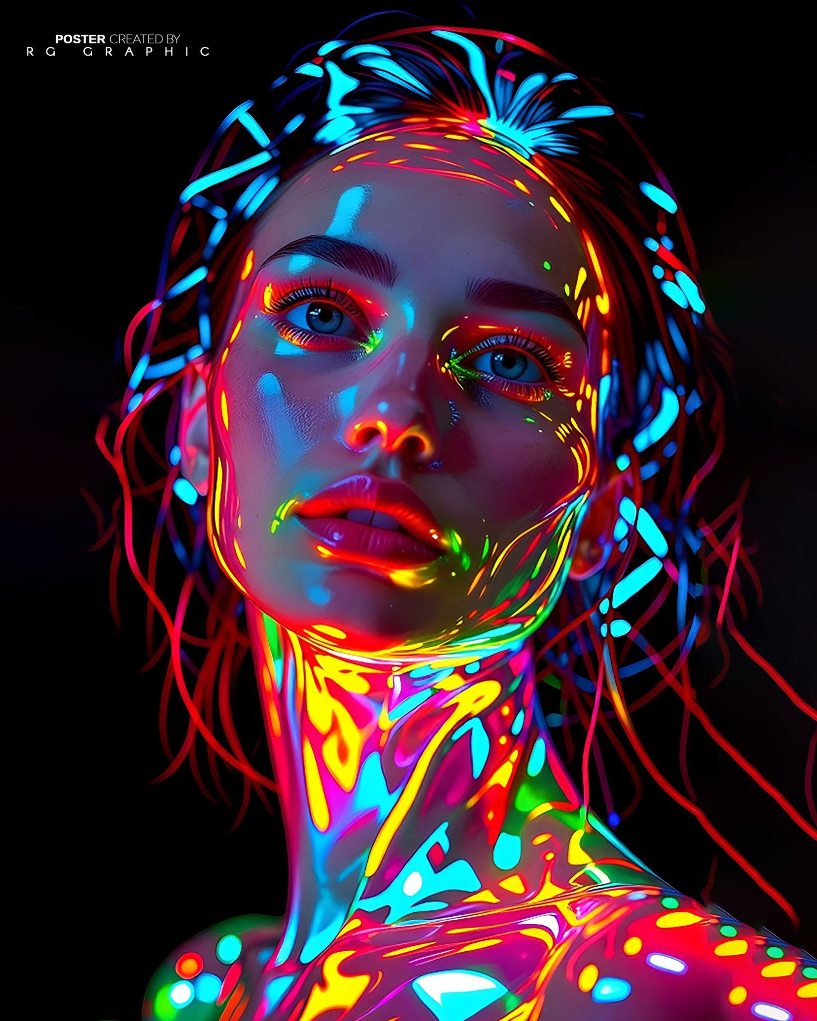 Neon Liquid Cyberpunk Portrait