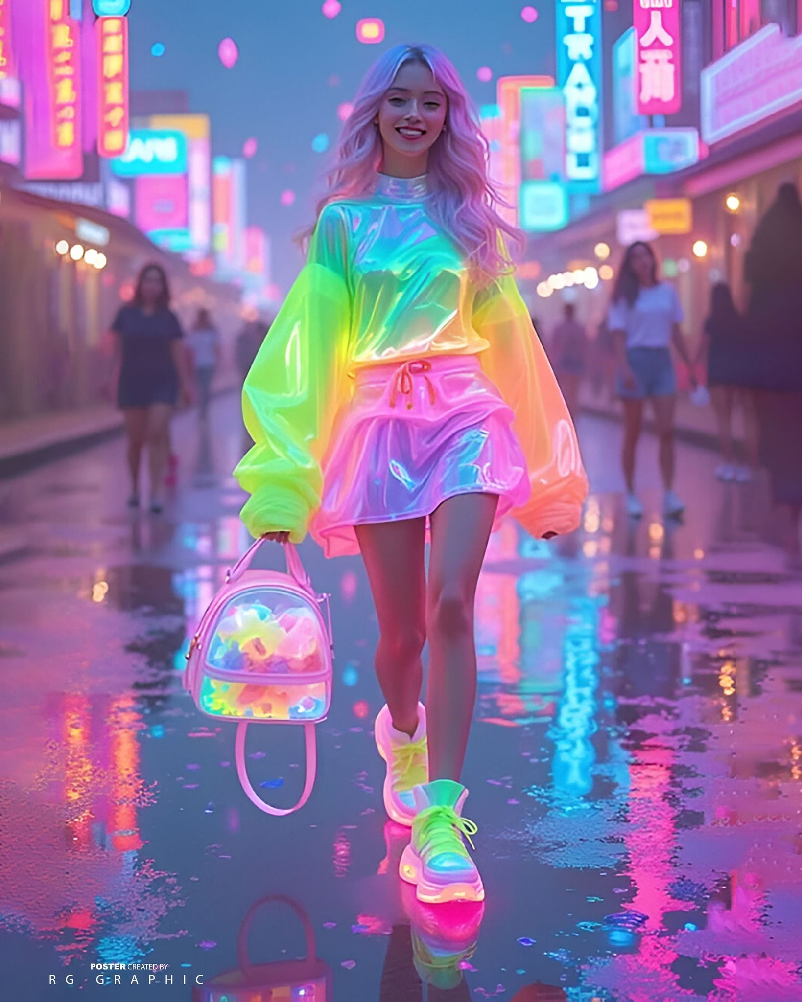 Holographic Cyberpunk Night Walk