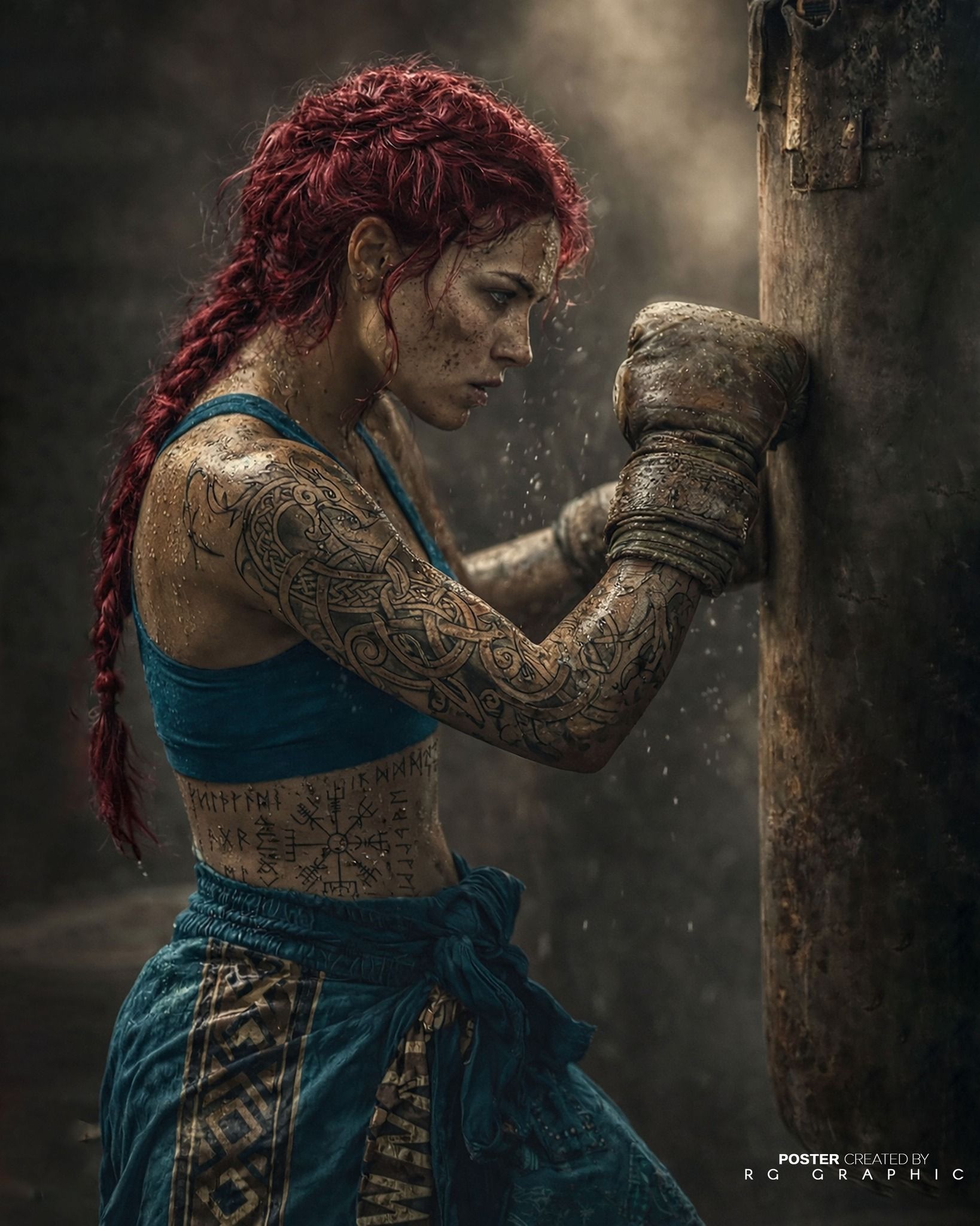 Viking Shieldmaiden Training in the Mist