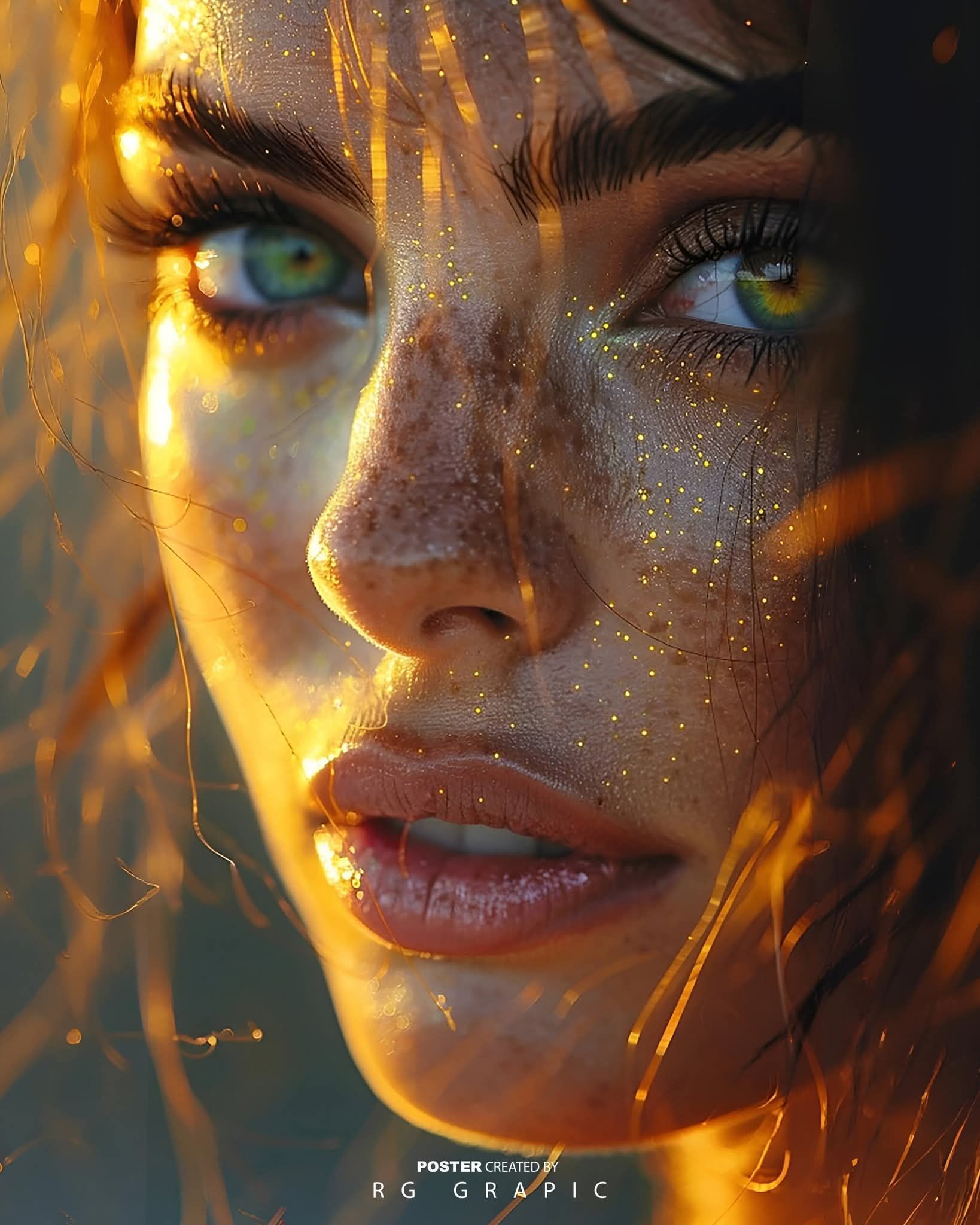 Golden Sunlit Dew and Emerald Gaze