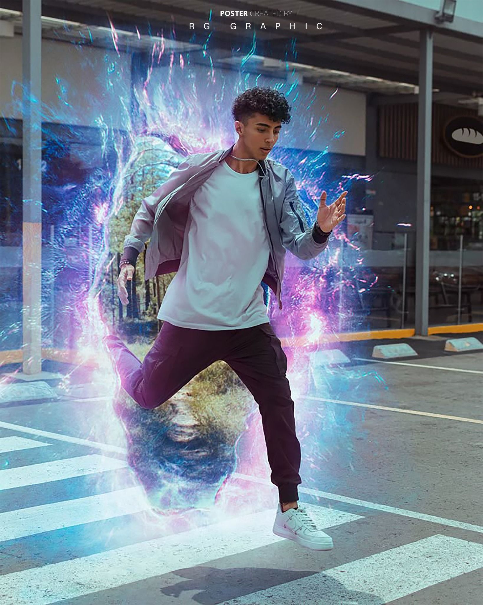 Urban Leap Through the Neon Portal