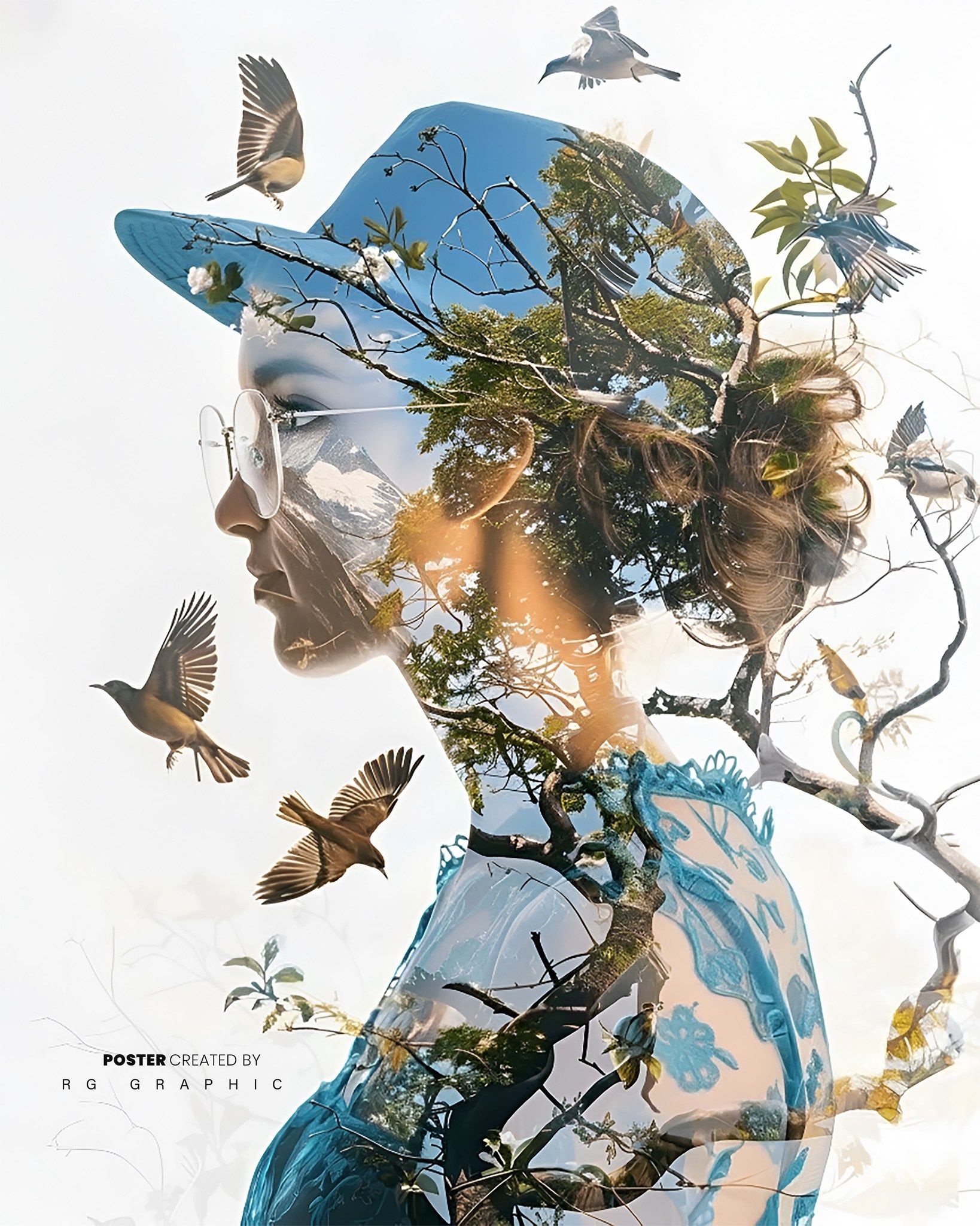 Botanical Beauty in Ethereal Double Exposure