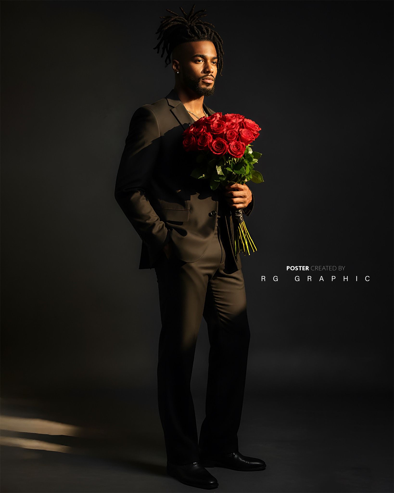 Golden Serenity with Red Roses